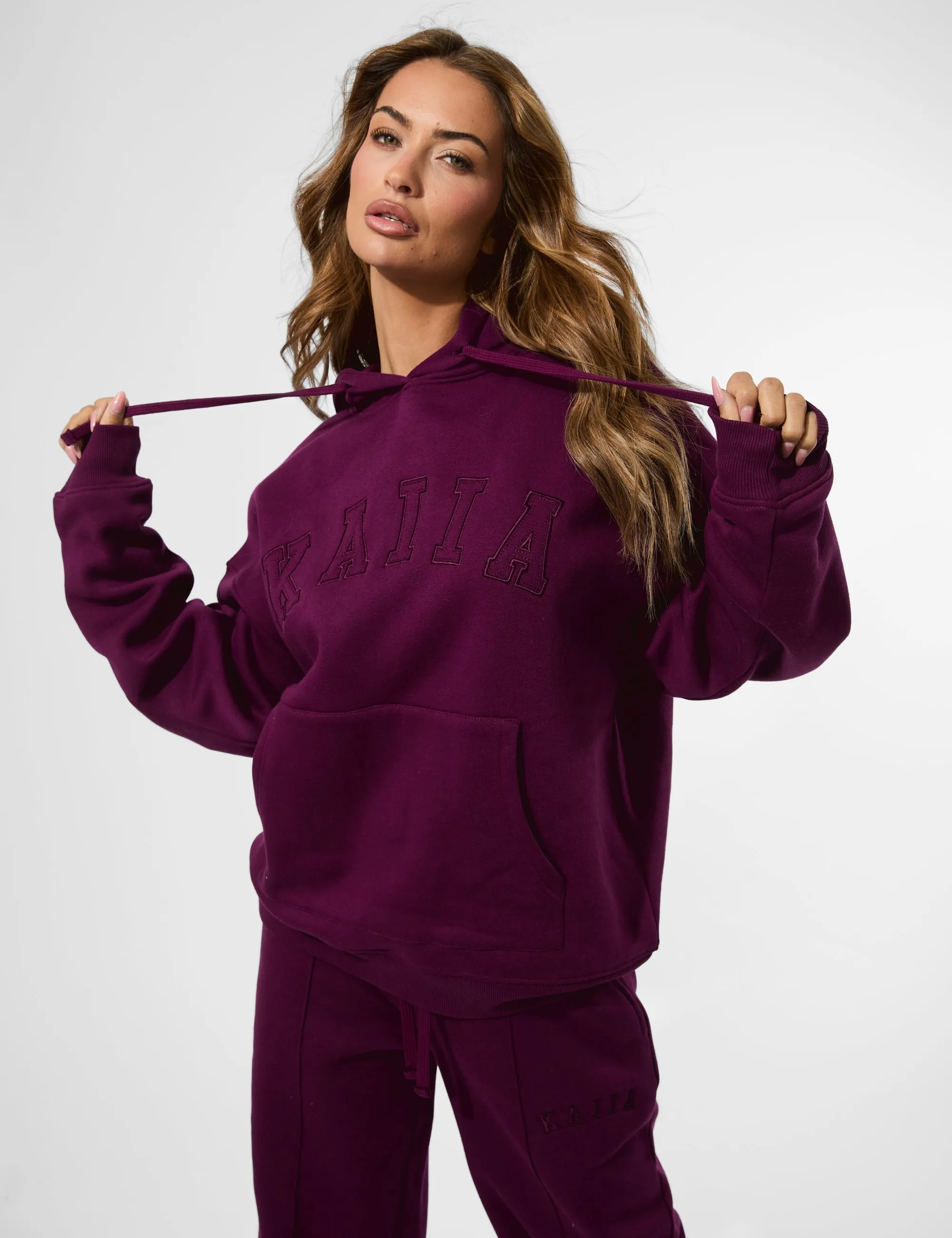 Kaiia Slogan Oversized Hoodie Grape sold by Public Desire