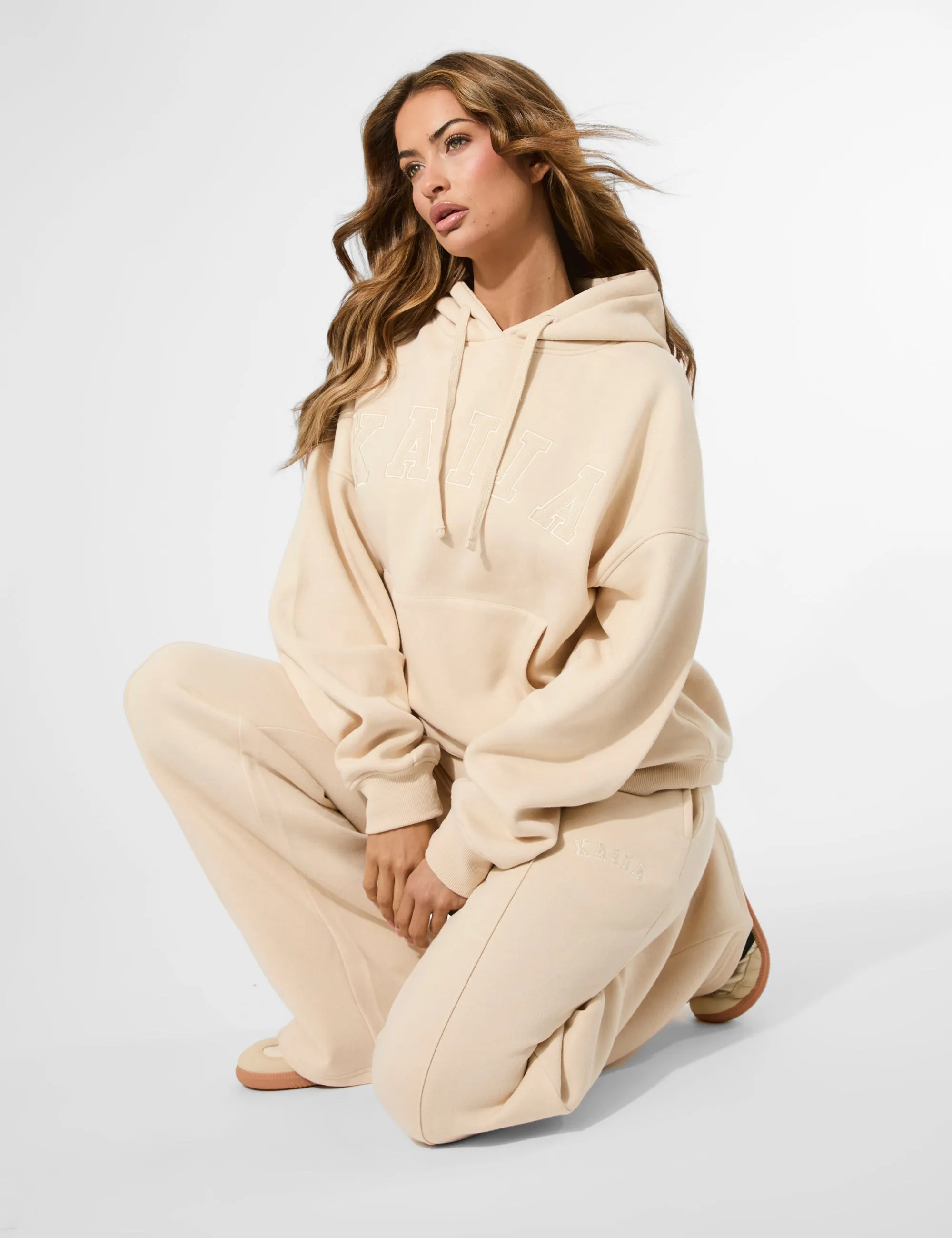 Kaiia Seam Detail Wide Leg Joggers Custard Cream sold by Public Desire product image thumbnail 4