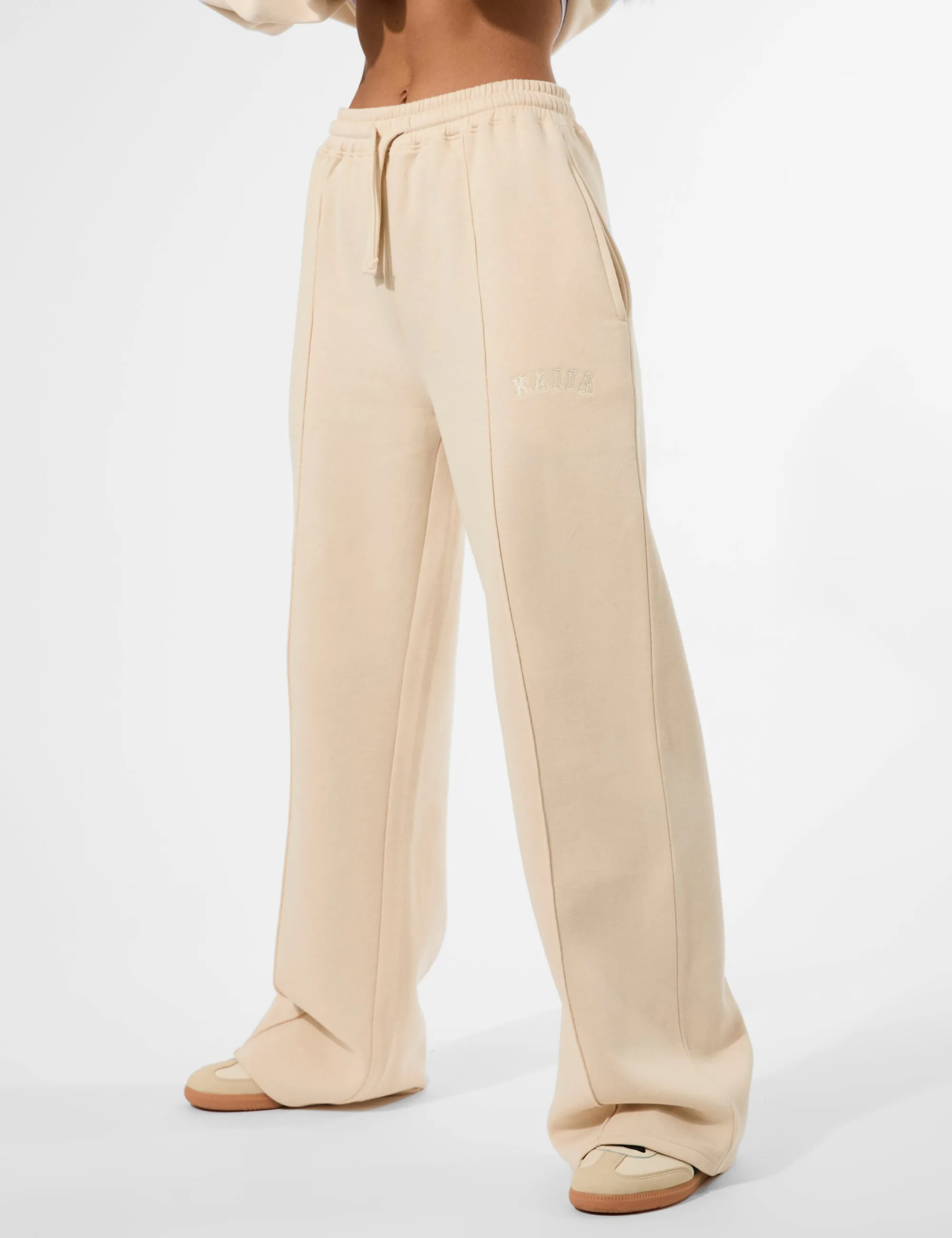Kaiia Seam Detail Wide Leg Joggers Custard Cream sold by Public Desire product image thumbnail 3