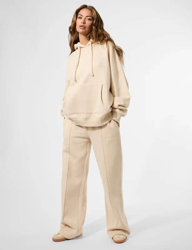 Kaiia Seam Detail Wide Leg Joggers Custard Cream sold by Public Desire