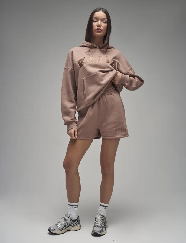 Kaiia Logo Sweat Shorts Latte sold by Public Desire