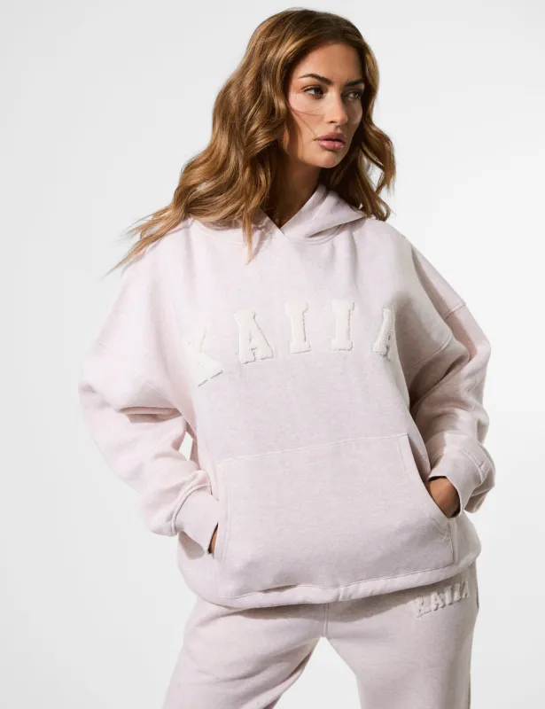 Kaiia Borg Slogan Oversized Hoodie Oat sold by Public Desire