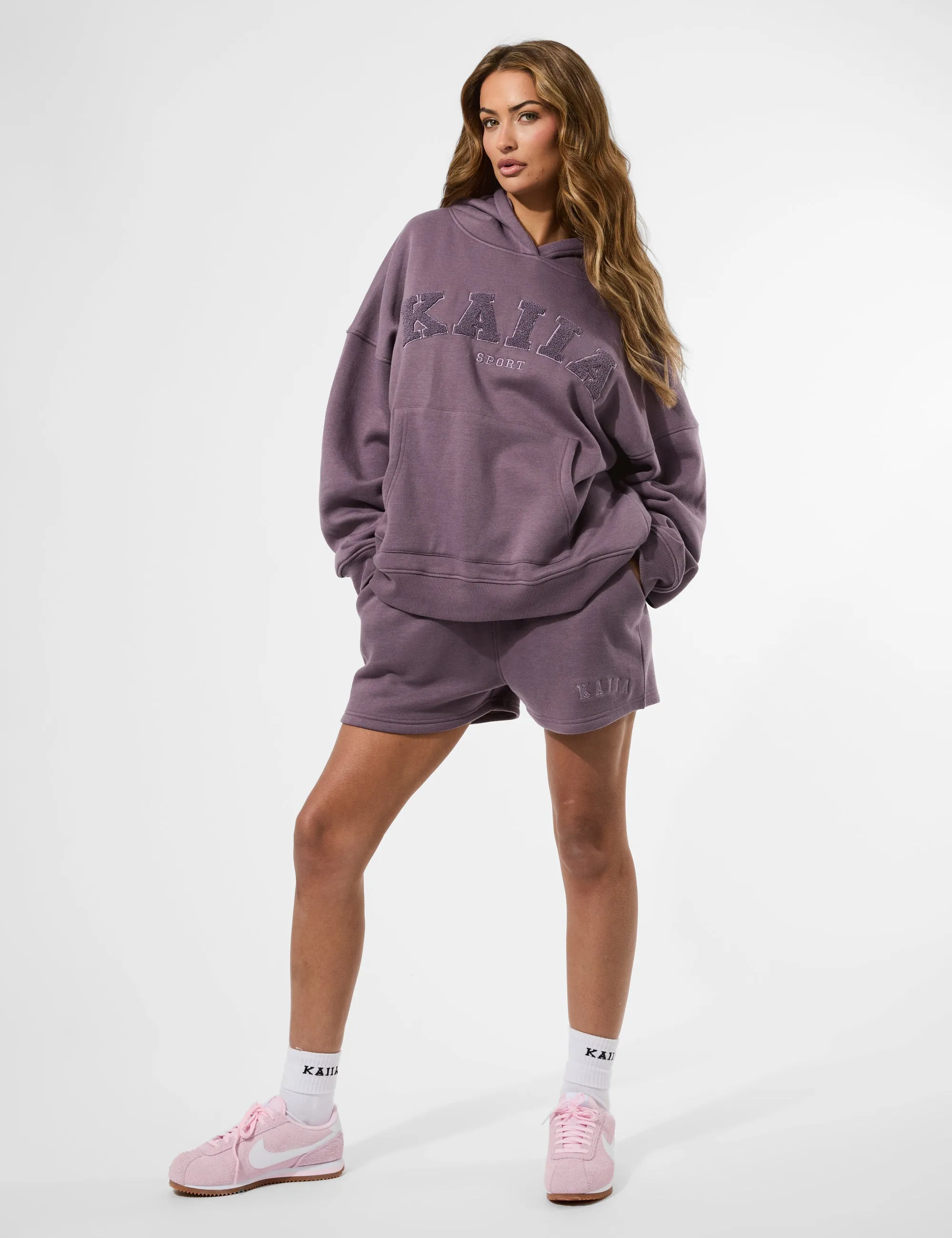 Kaiia Logo Sweat Shorts Elderberry sold by Public Desire