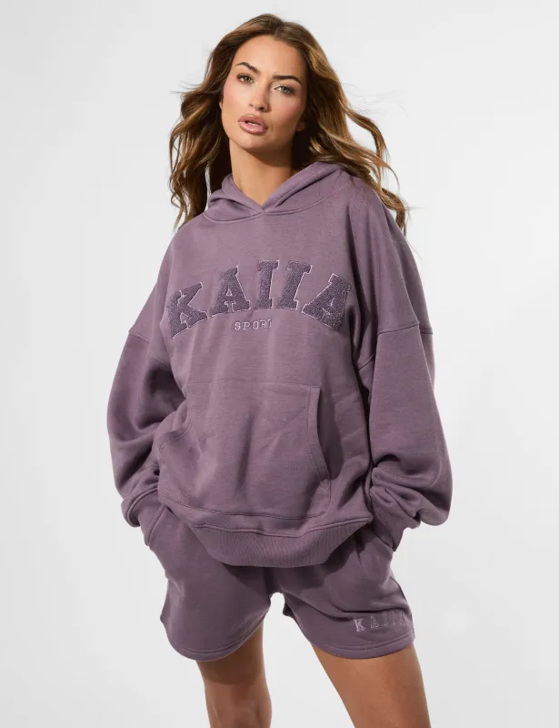 Kaiia Borg Slogan Oversized Hoodie Elderberry sold by Public Desire