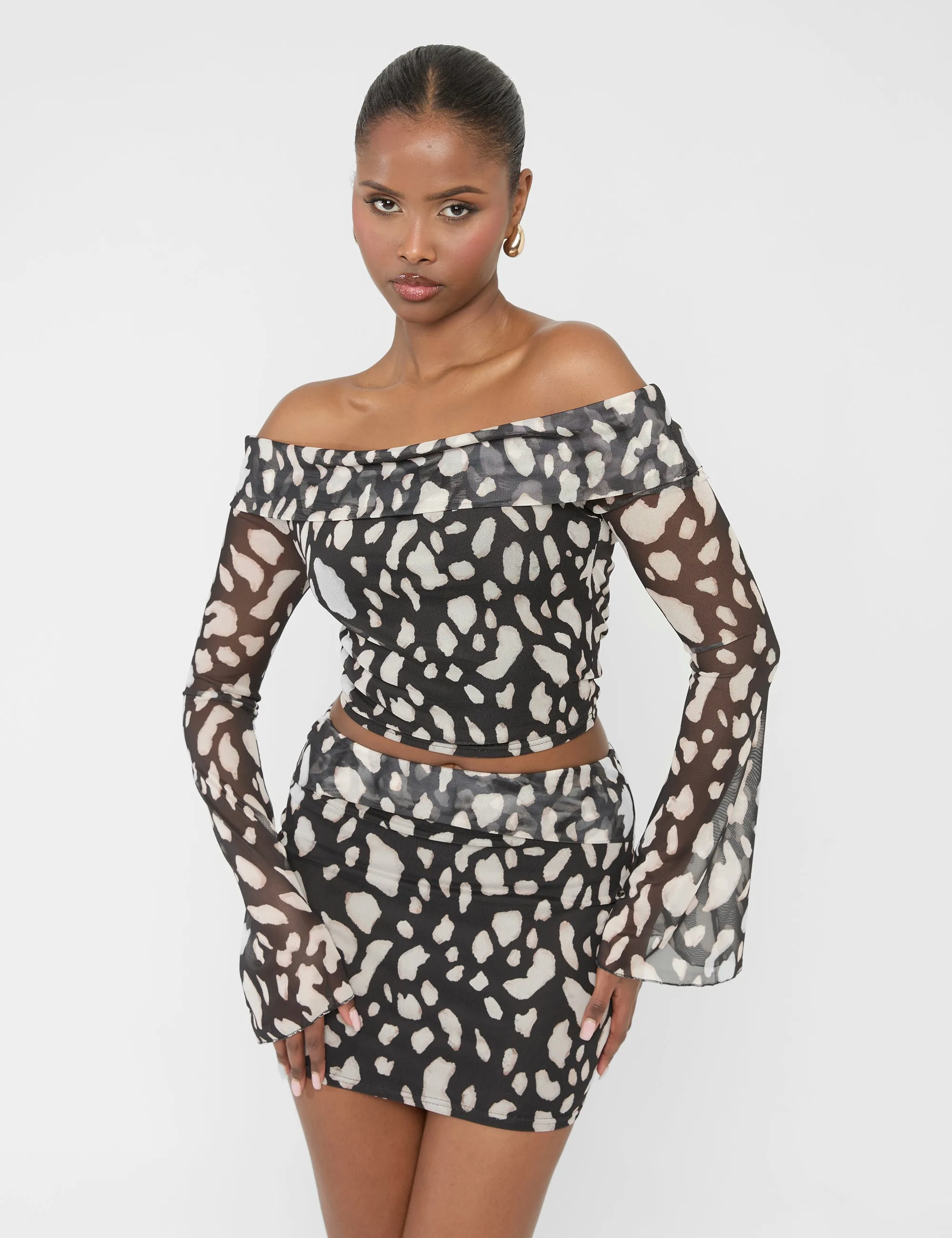 Mesh Fold Over Mini Skirt Animal Print sold by Public Desire product image thumbnail 5