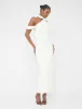 Asymmetric One Shoulder Choker Detail Luxe Slinky Midi Dress White sold by Public Desire