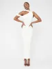 Asymmetric One Shoulder Choker Detail Luxe Slinky Midi Dress White sold by Public Desire