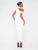 Asymmetric One Shoulder Choker Detail Luxe Slinky Midi Dress White sold by Public Desire