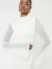 Mesh High Neck Long Sleeve Mini Dress White sold by Public Desire