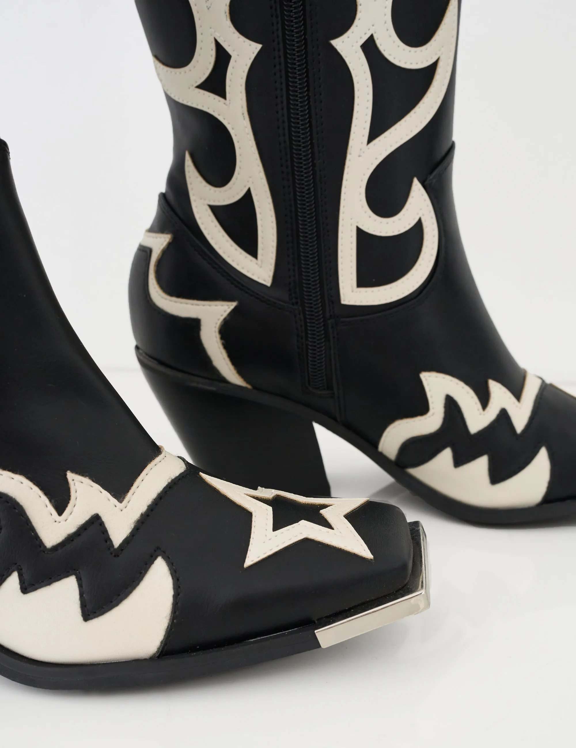 Starrie Black Pu Metal Square Toe Heeled Western Cowboy Ankle Boots sold by Public Desire product image thumbnail 3