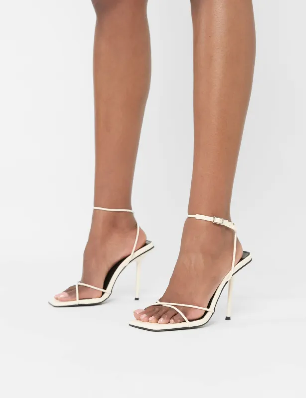 Jiggy Ecru Pu Stiletto Square Toe Barely There sold by Public Desire