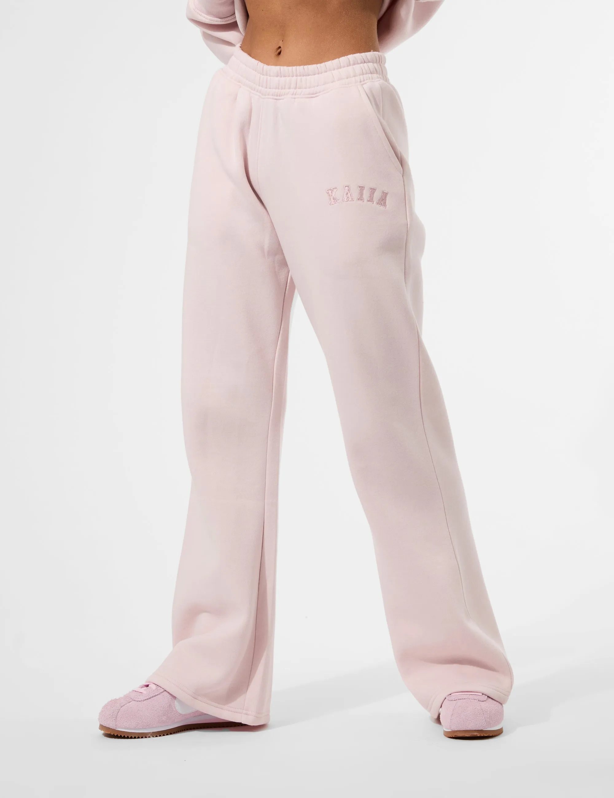 Kaiia Logo Wide Leg Joggers Pink Chai sold by Public Desire product image thumbnail 3