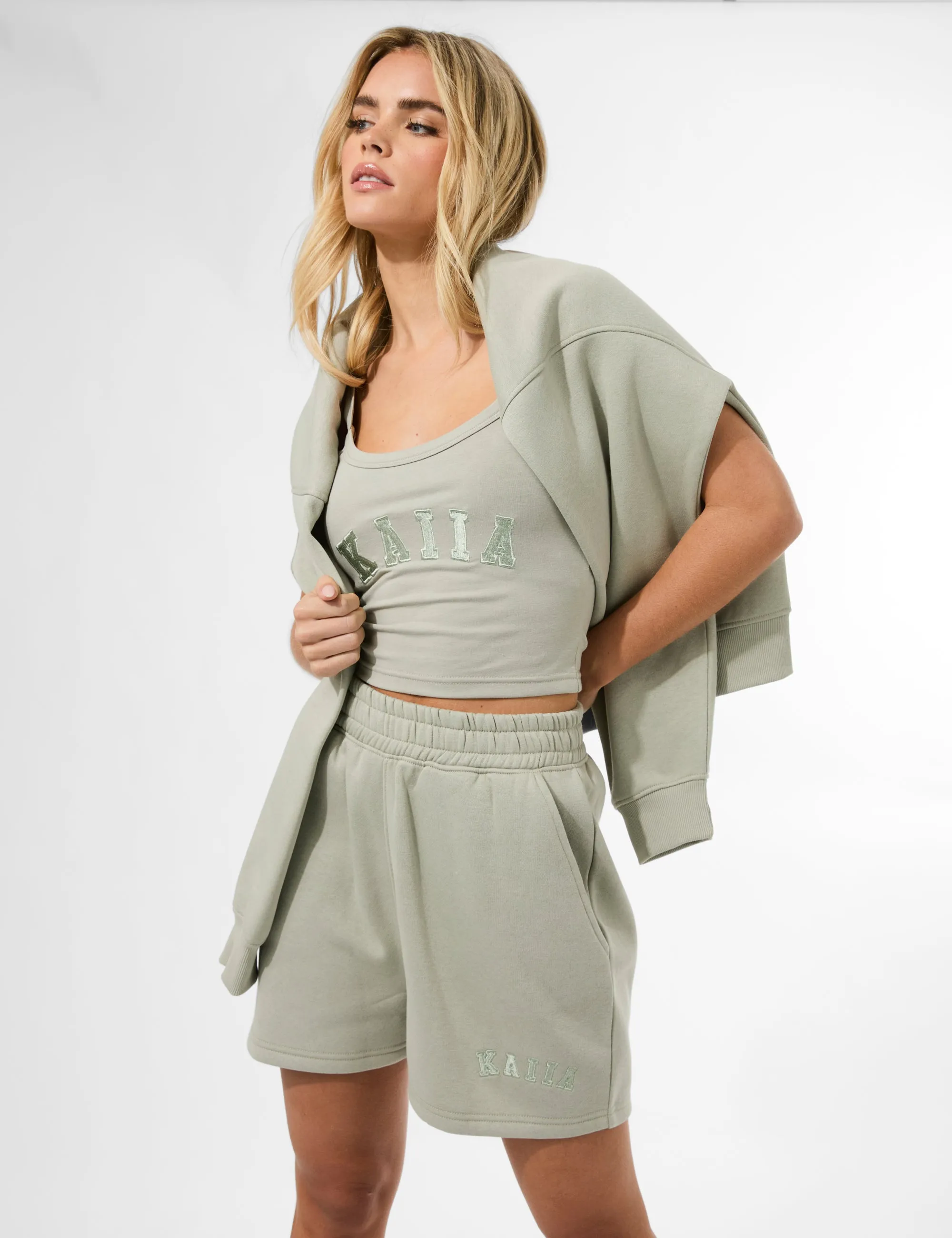 Kaiia Logo Sweat Shorts Matcha sold by Public Desire
