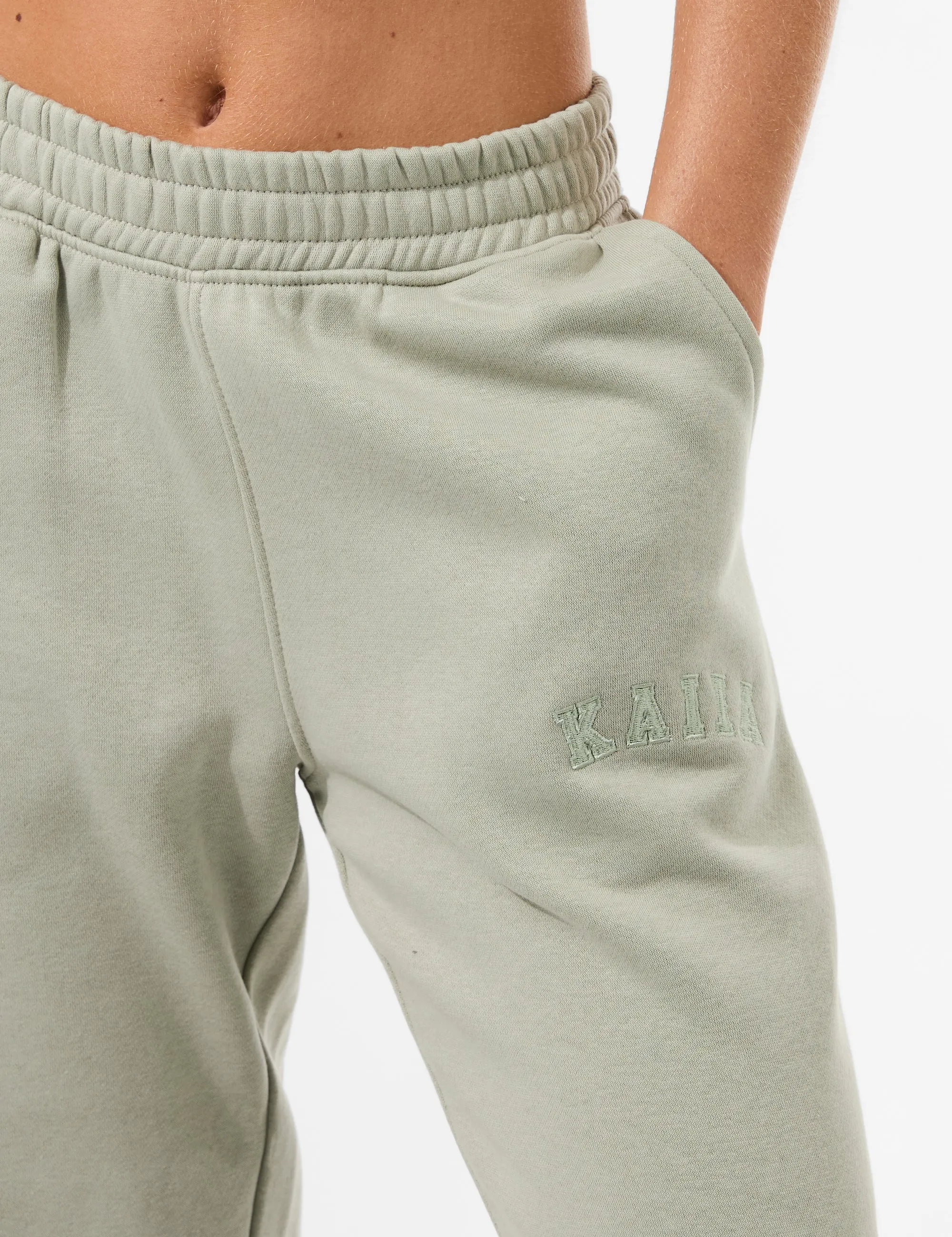 Kaiia Logo Wide Leg Joggers Matcha sold by Public Desire product image thumbnail 4