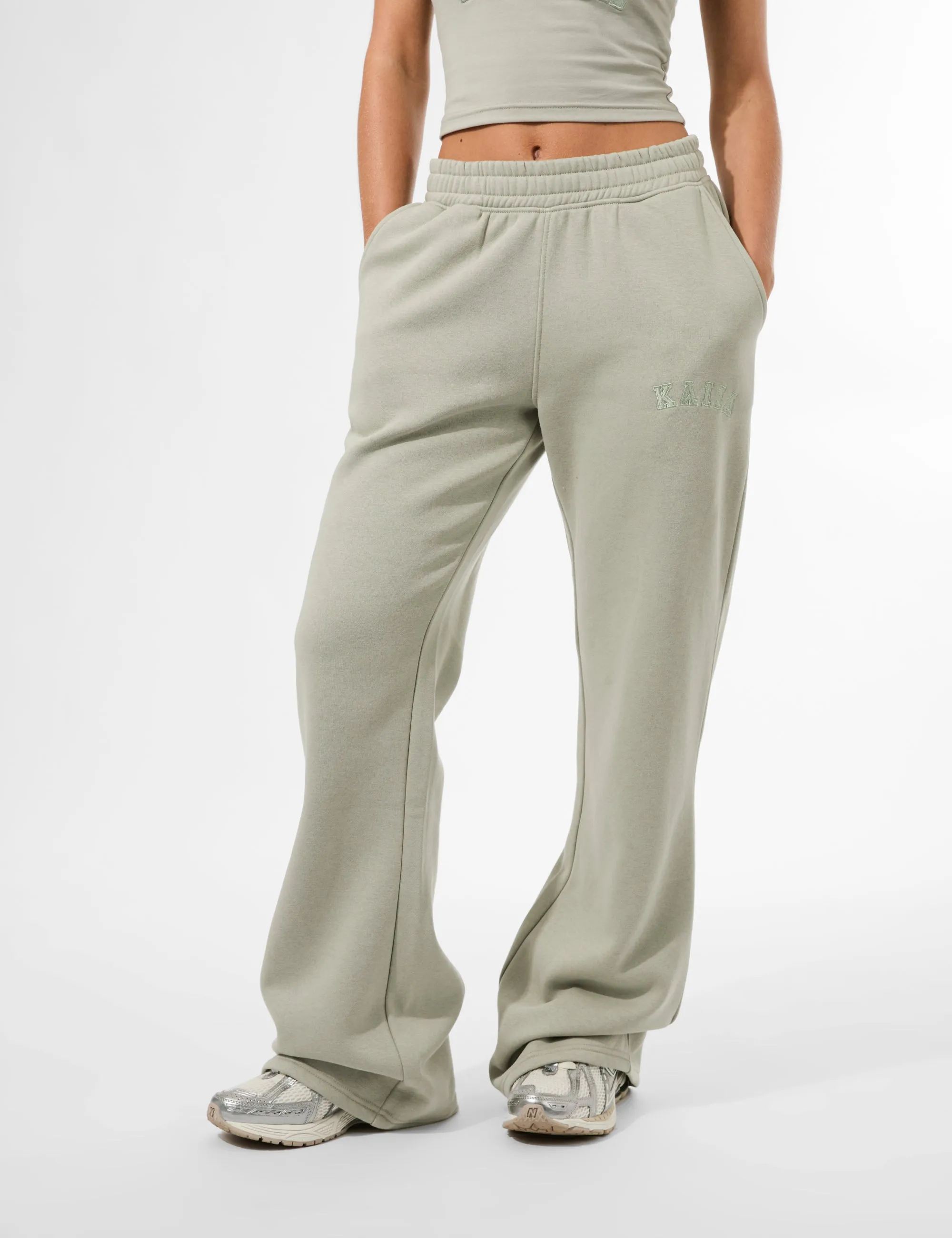 Kaiia Logo Wide Leg Joggers Matcha sold by Public Desire product image thumbnail 3