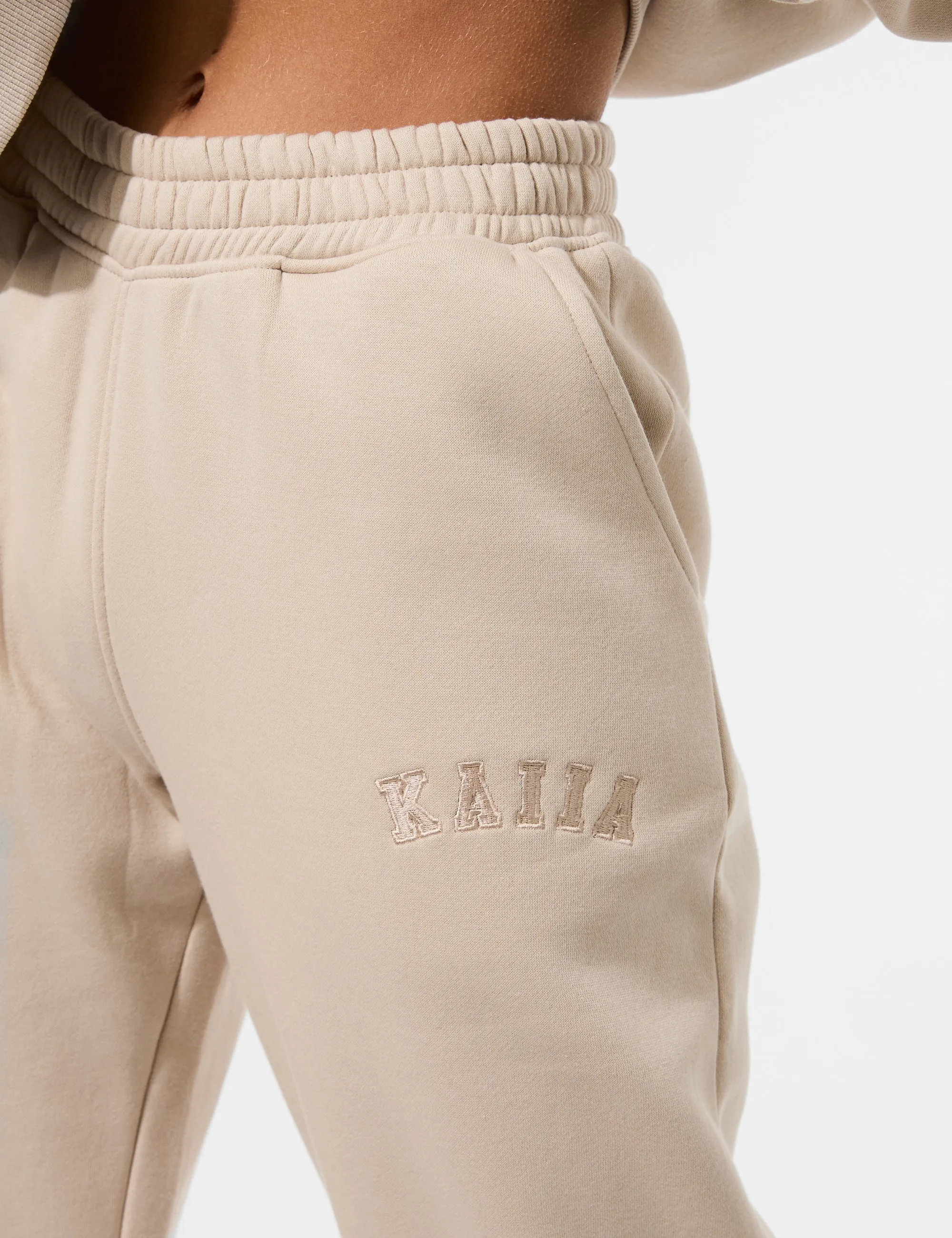 Kaiia Logo Wide Leg Joggers Truffle sold by Public Desire product image thumbnail 5