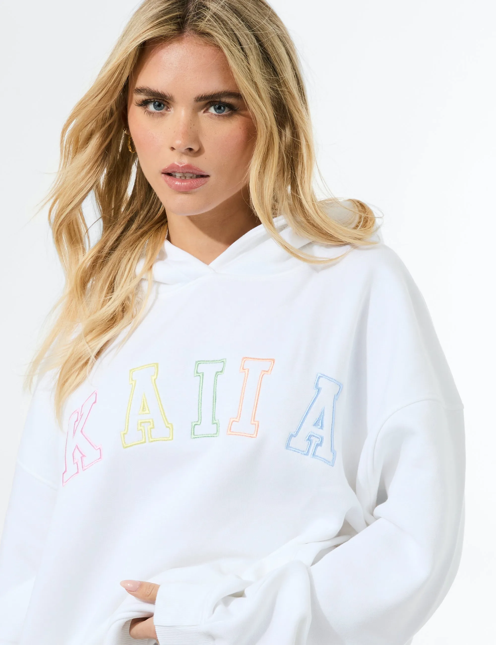 Kaiia Rainbow Logo Oversized Hoodie White sold by Public Desire product image thumbnail 2