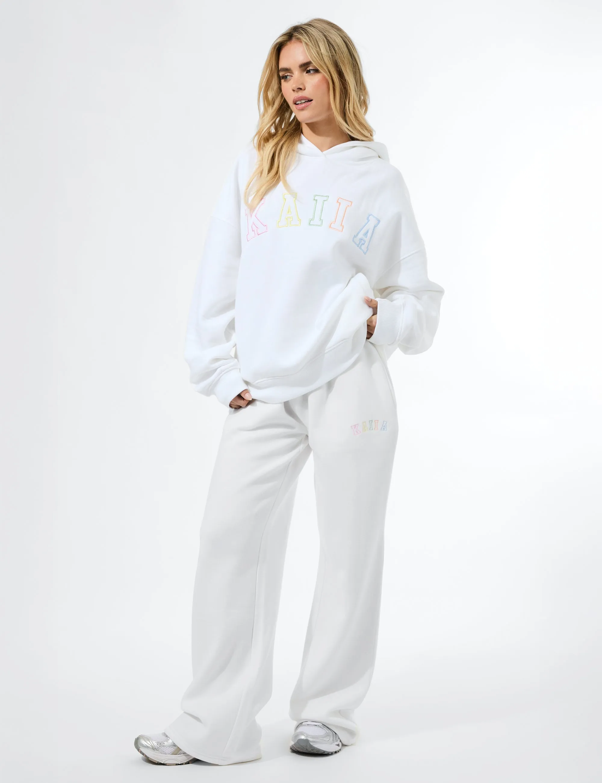 Kaiia Rainbow Logo Oversized Hoodie White sold by Public Desire product image thumbnail 4