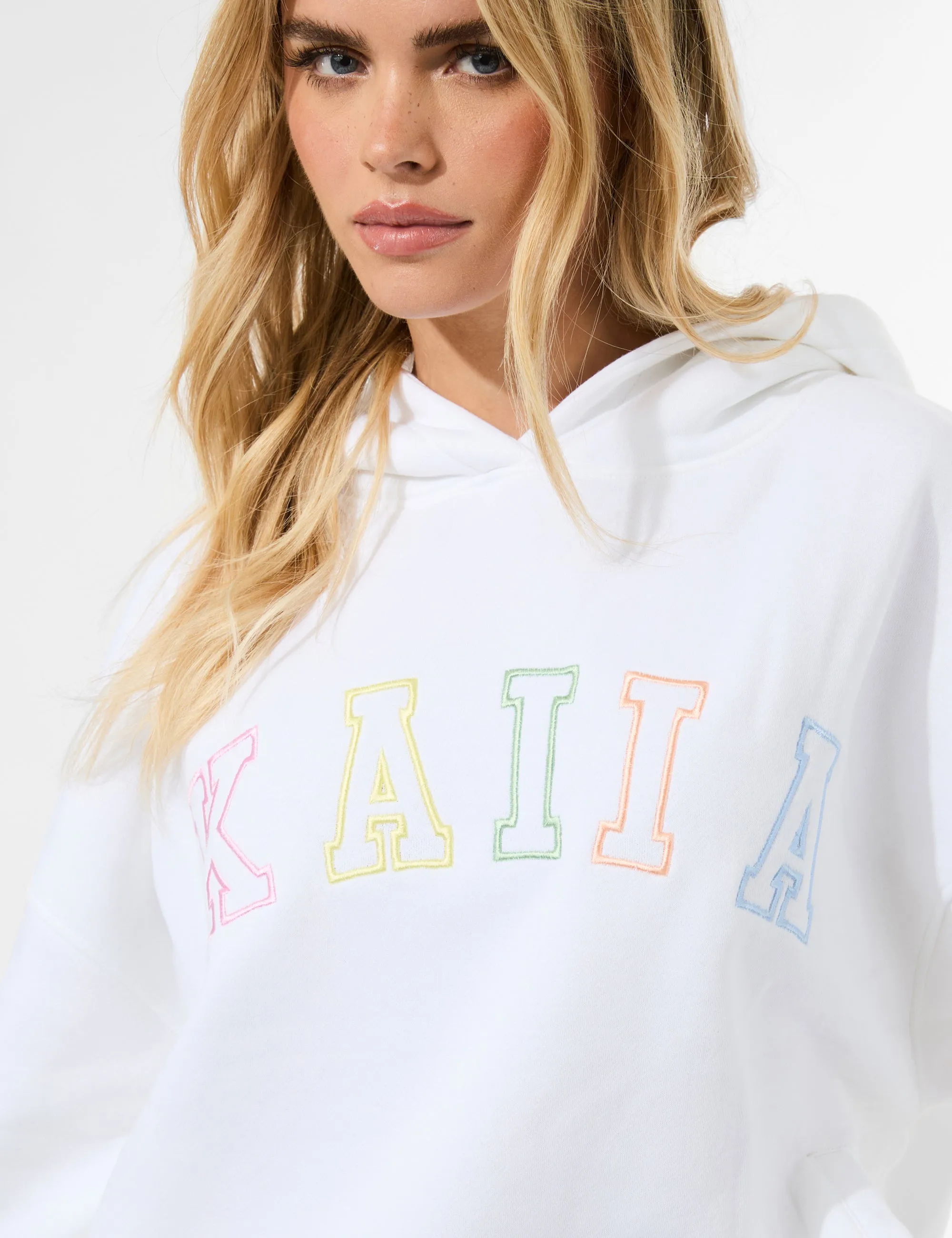 Kaiia Rainbow Logo Oversized Hoodie White sold by Public Desire product image thumbnail 5