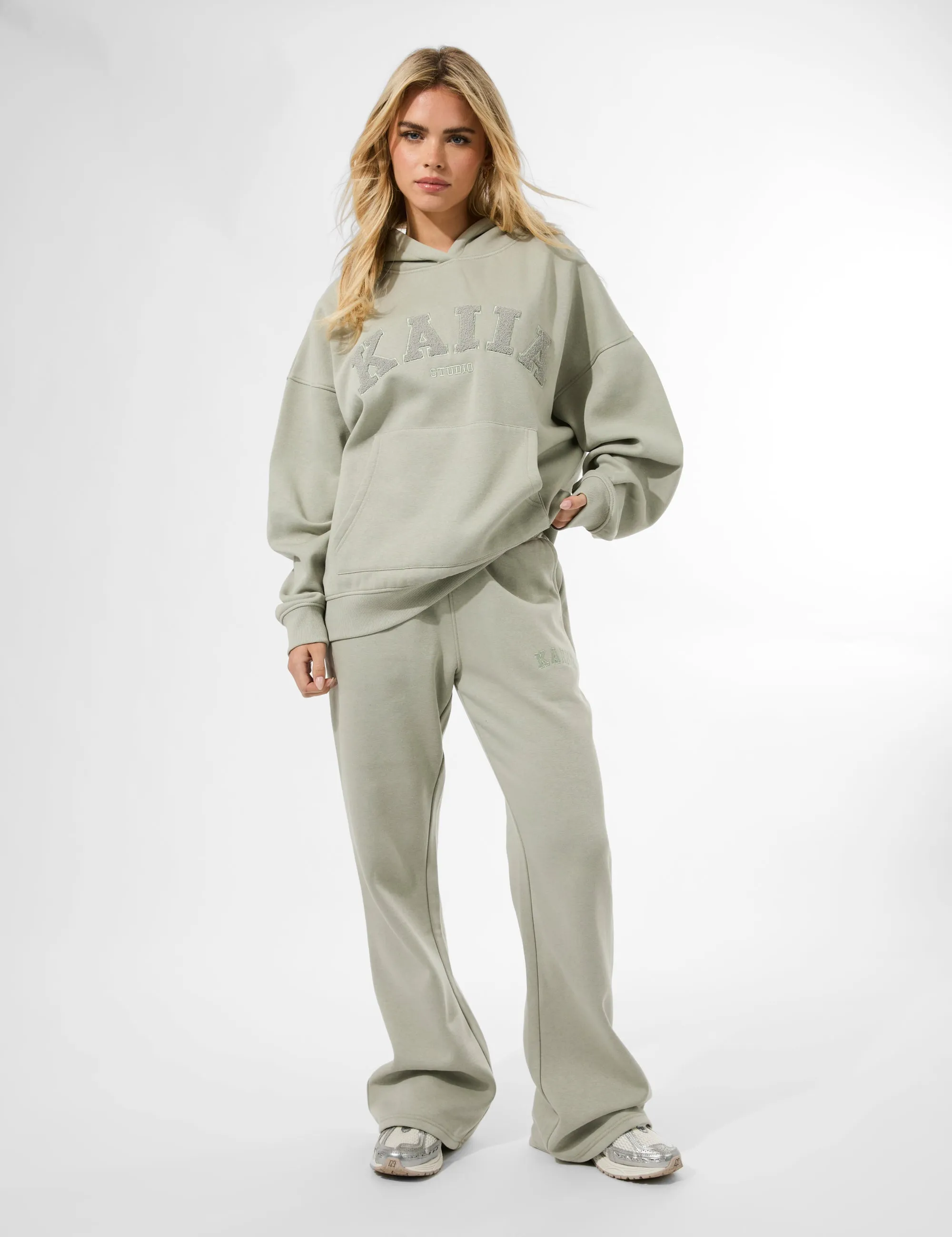 Kaiia Studio Borg Slogan Oversized Hoodie Matcha sold by Public Desire product image thumbnail 4