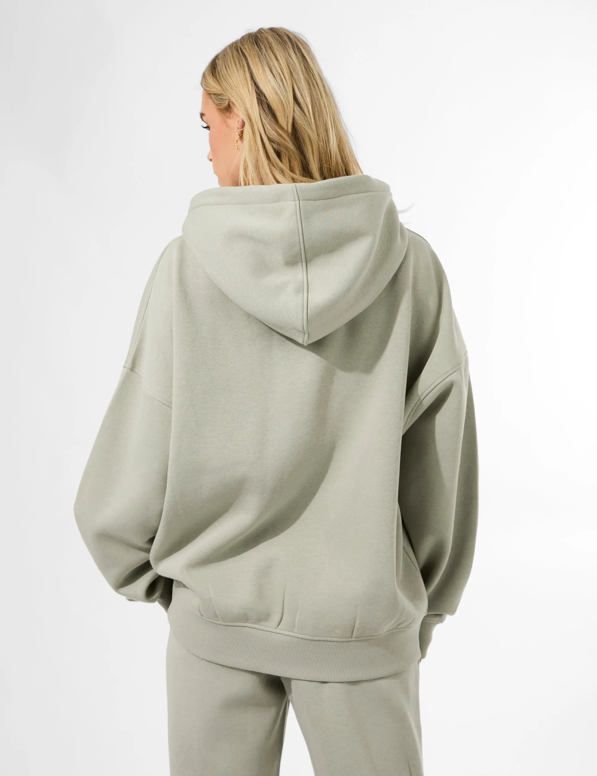 Kaiia Studio Borg Slogan Oversized Hoodie Matcha sold by Public Desire product image thumbnail 2