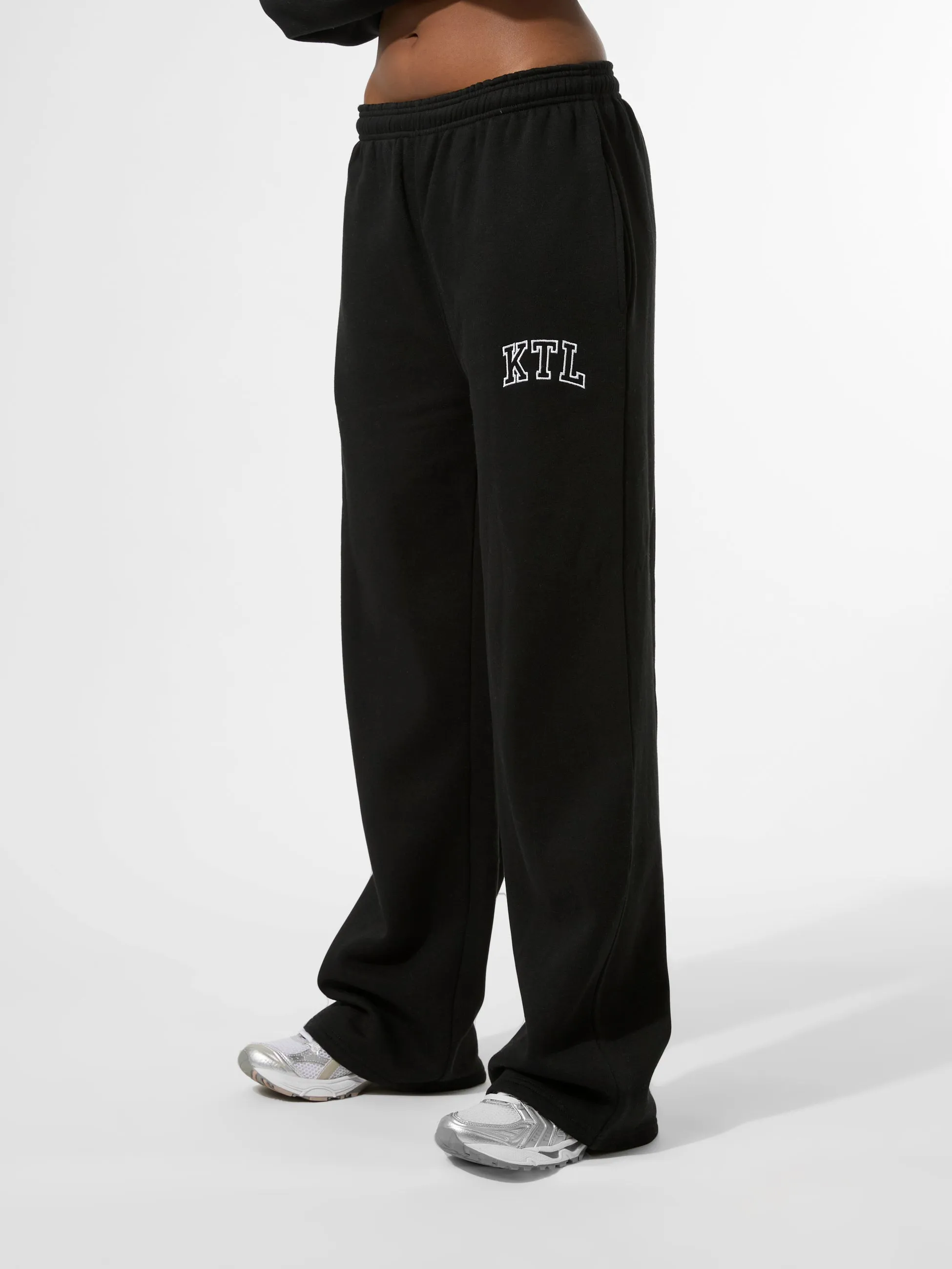 Kaiia KTL Logo Wide Leg Joggers Black sold by Public Desire product image thumbnail 3