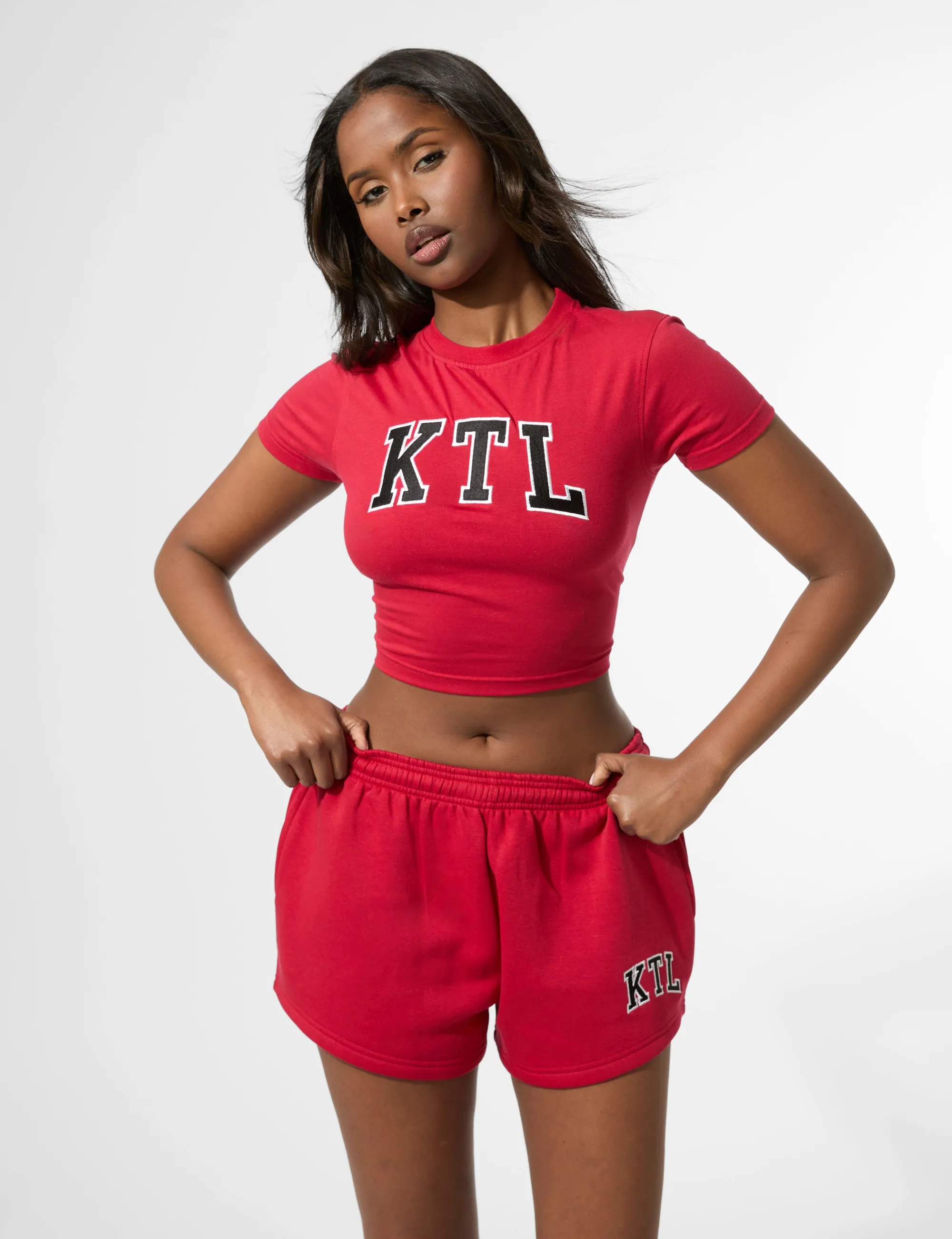 Kaiia KTL Logo Mini Sweat Shorts Red sold by Public Desire product image thumbnail 3