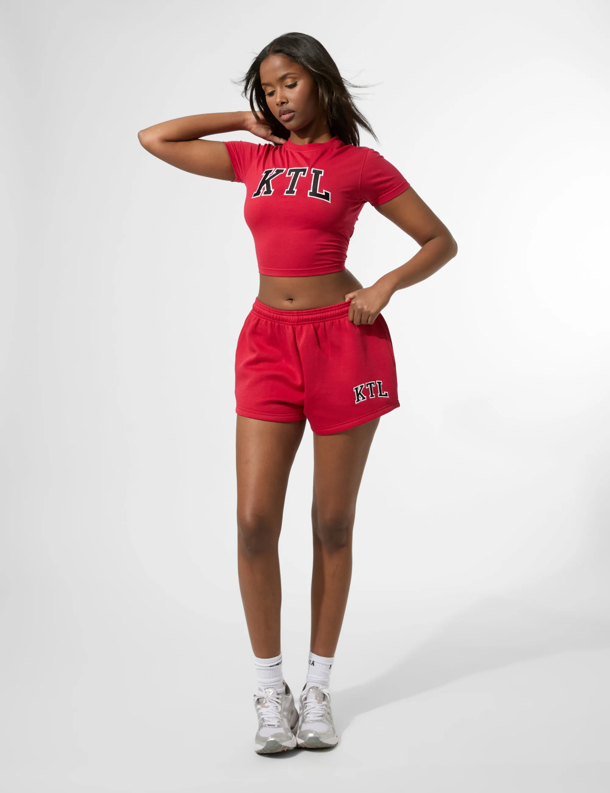 Kaiia KTL Logo Mini Sweat Shorts Red sold by Public Desire product image thumbnail 4