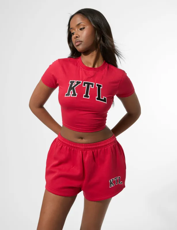 Kaiia KTL Logo Mini Sweat Shorts Red made by Public Desire