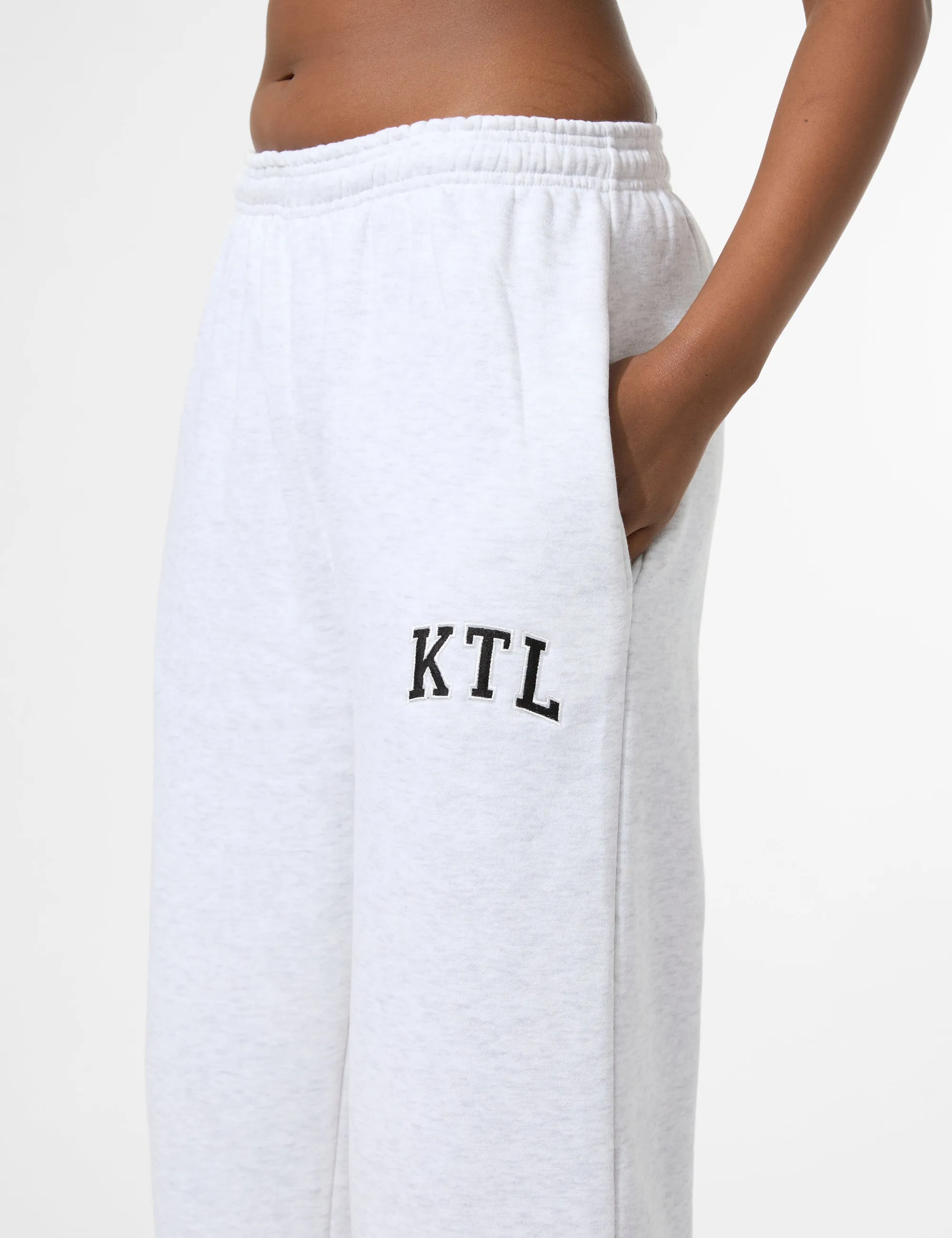 Kaiia KTL Logo Wide Leg Joggers Light Grey Marl sold by Public Desire product image thumbnail 3