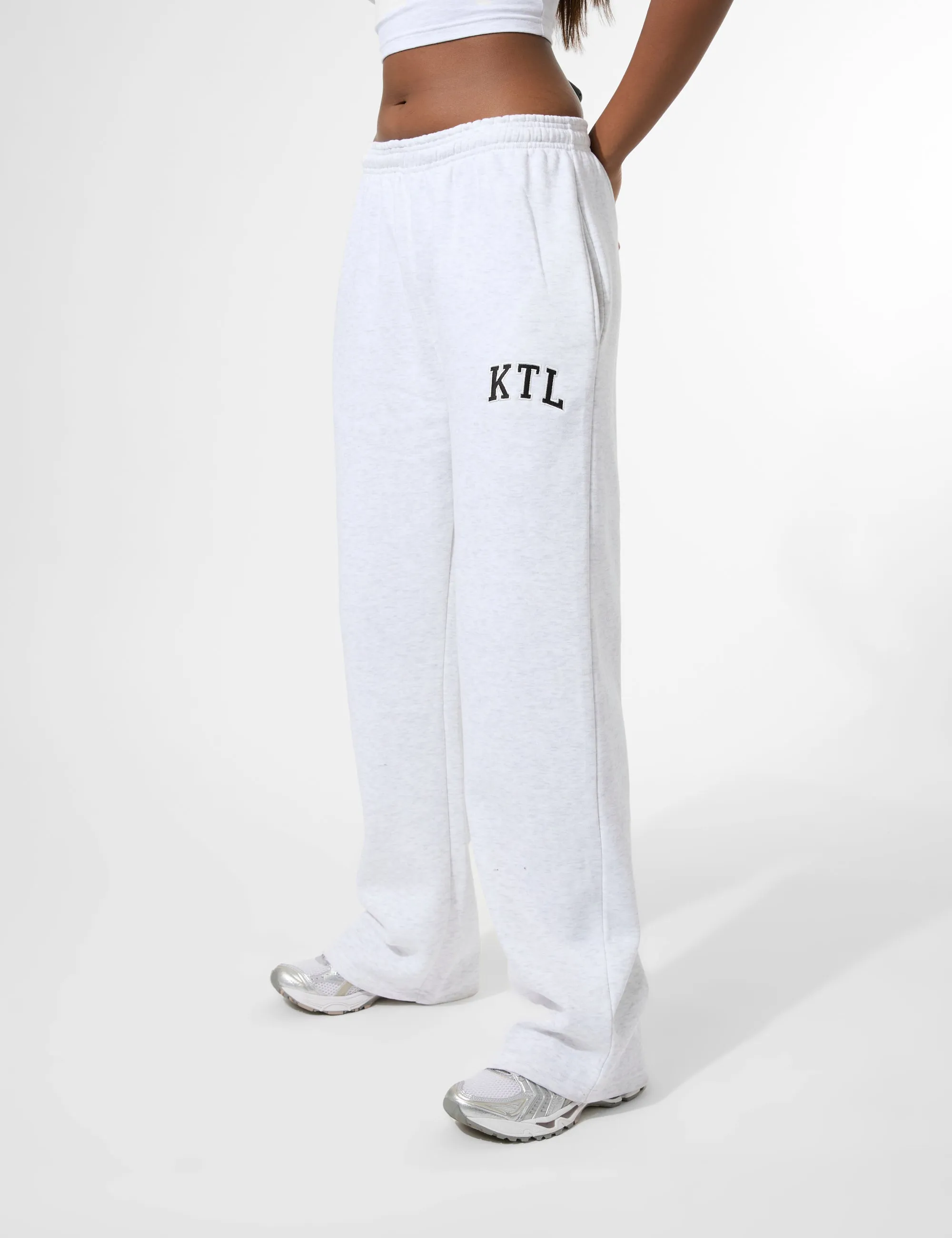 Kaiia KTL Logo Wide Leg Joggers Light Grey Marl sold by Public Desire product image thumbnail 2