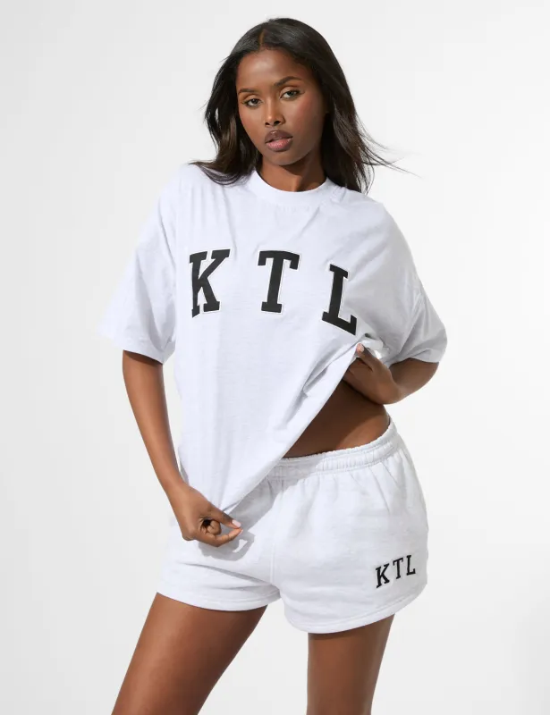 Kaiia KTL Logo Mini Sweat Shorts Light Grey Marl made by Public Desire