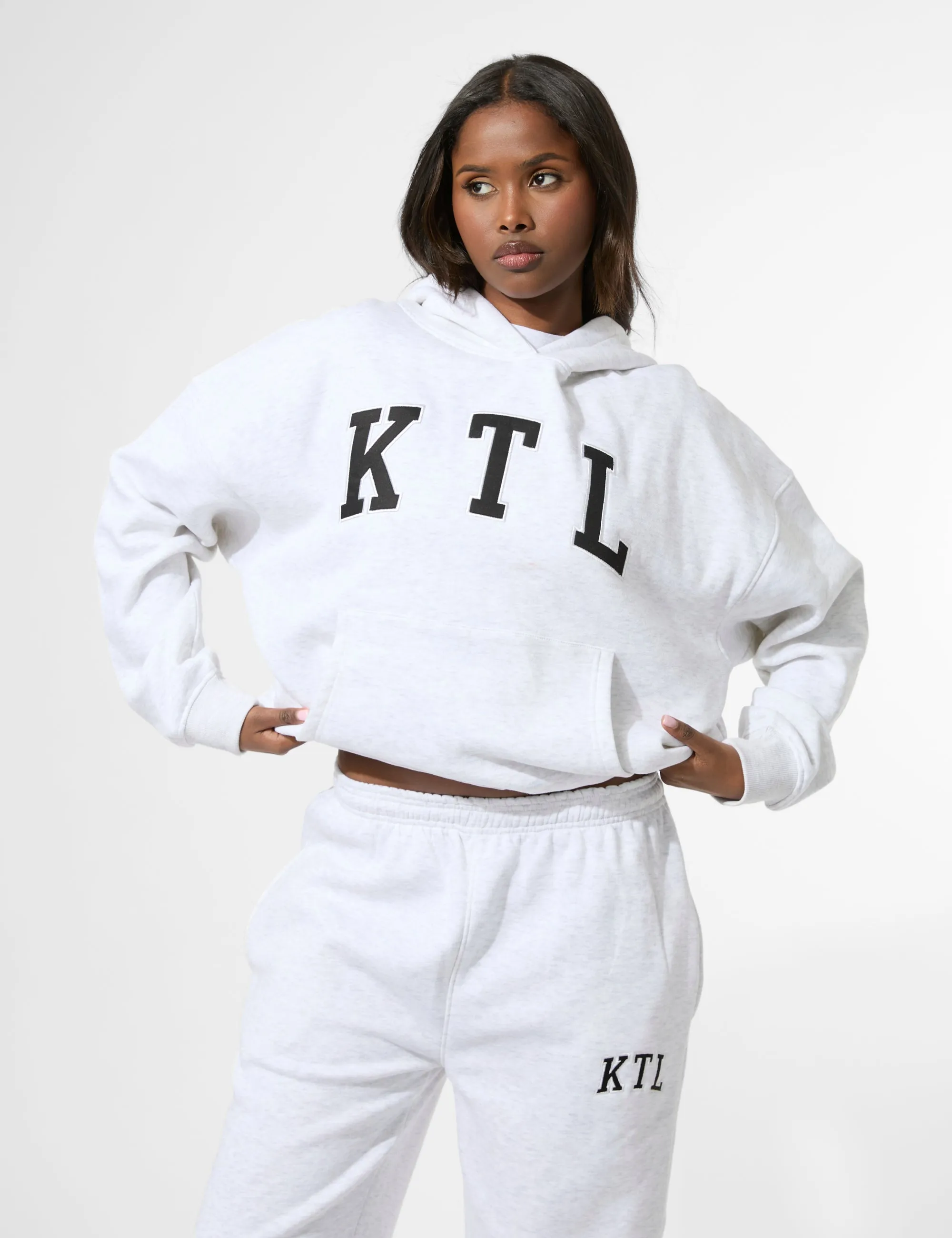 Kaiia KTL Logo Oversized Hoodie Light Grey Marl sold by Public Desire product image thumbnail 3