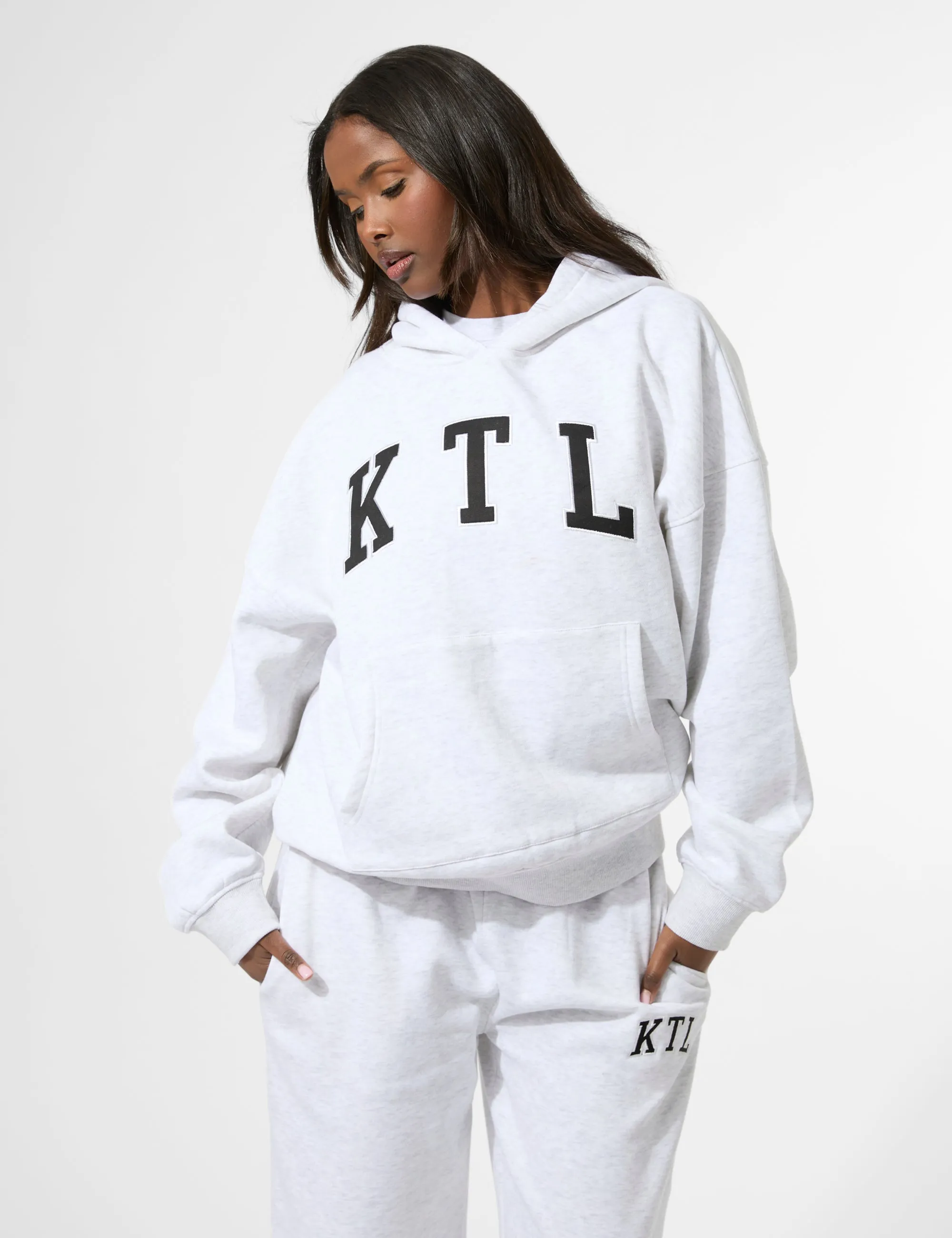 Kaiia KTL Logo Oversized Hoodie Light Grey Marl sold by Public Desire