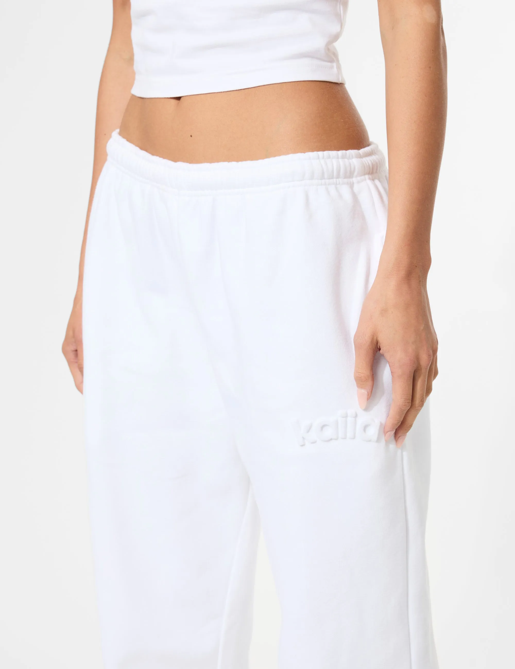 Kaiia Embossed Logo Wide Leg Joggers White sold by Public Desire product image thumbnail 4