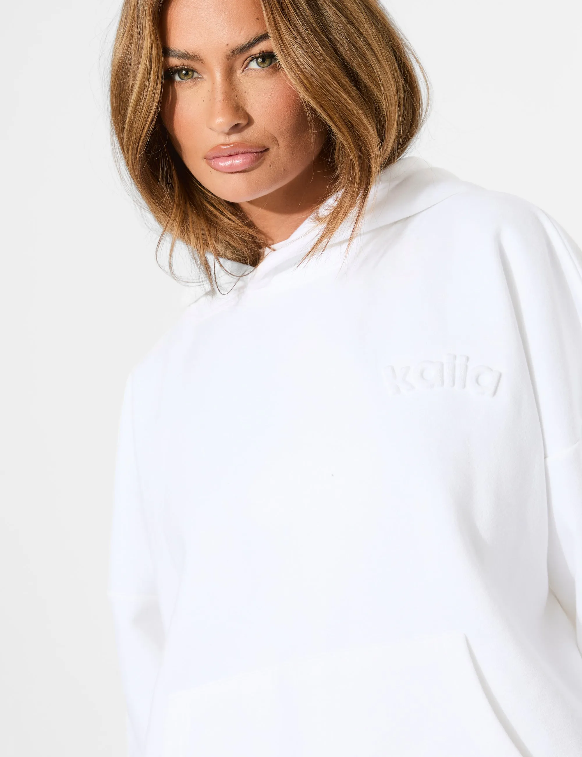 Kaiia Embossed Logo Oversized Hoodie White sold by Public Desire product image thumbnail 2