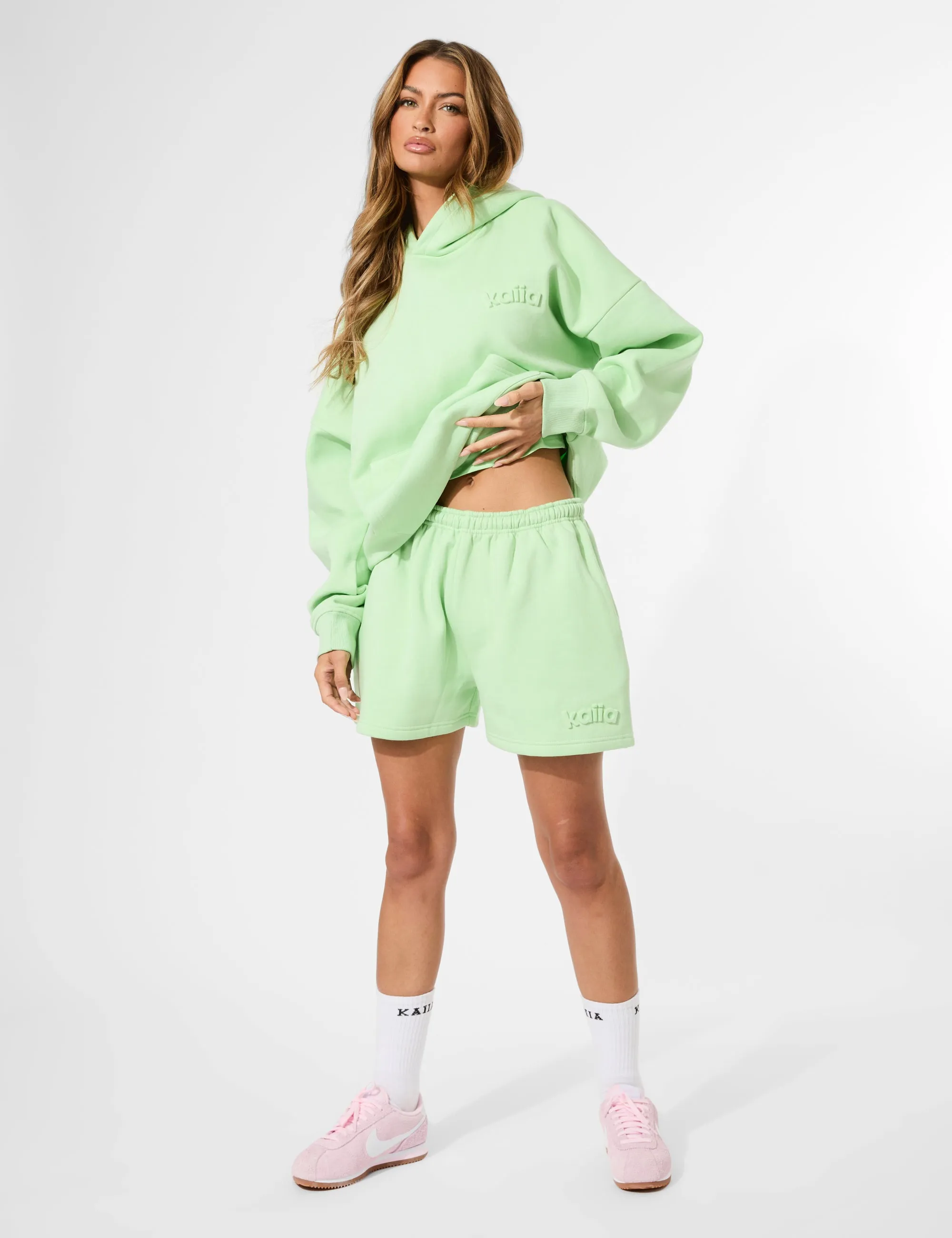 Kaiia Embossed Logo Oversized Hoodie Lime Sherbet sold by Public Desire product image thumbnail 4