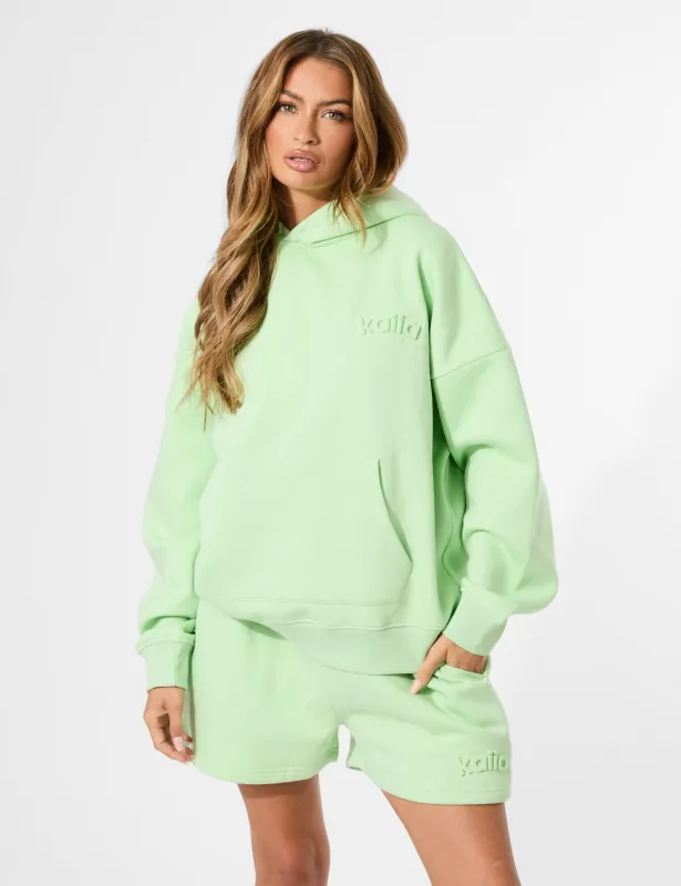 Kaiia Embossed Logo Oversized Hoodie Lime Sherbet sold by Public Desire