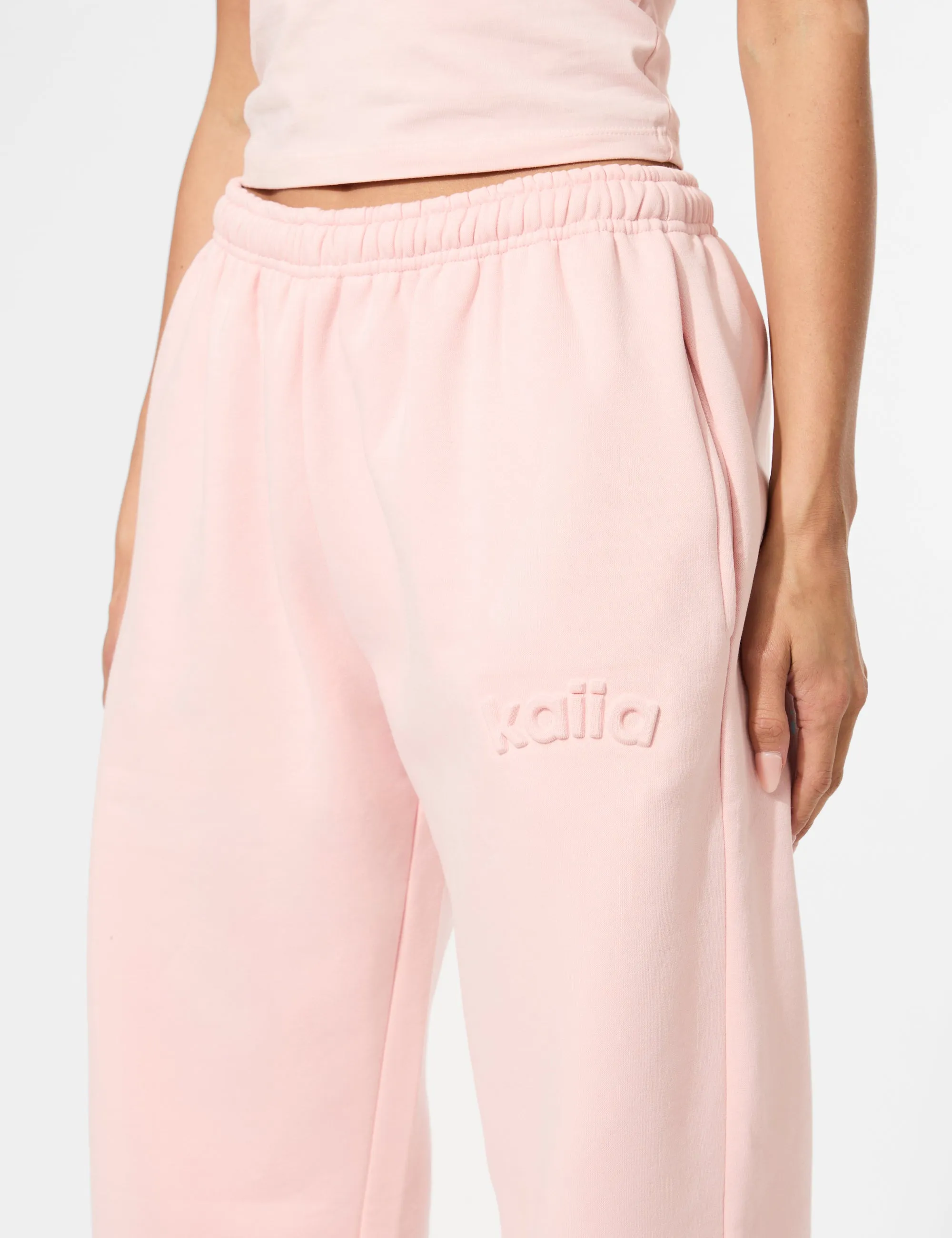 Kaiia Embossed Logo Wide Leg Joggers Sugar Pink sold by Public Desire product image thumbnail 5