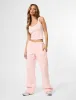 Kaiia Embossed Logo Wide Leg Joggers Sugar Pink sold by Public Desire