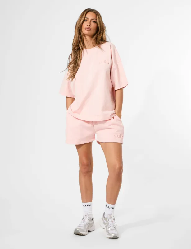 Kaiia Embossed Logo Oversized Tee Sugar Pink sold by Public Desire