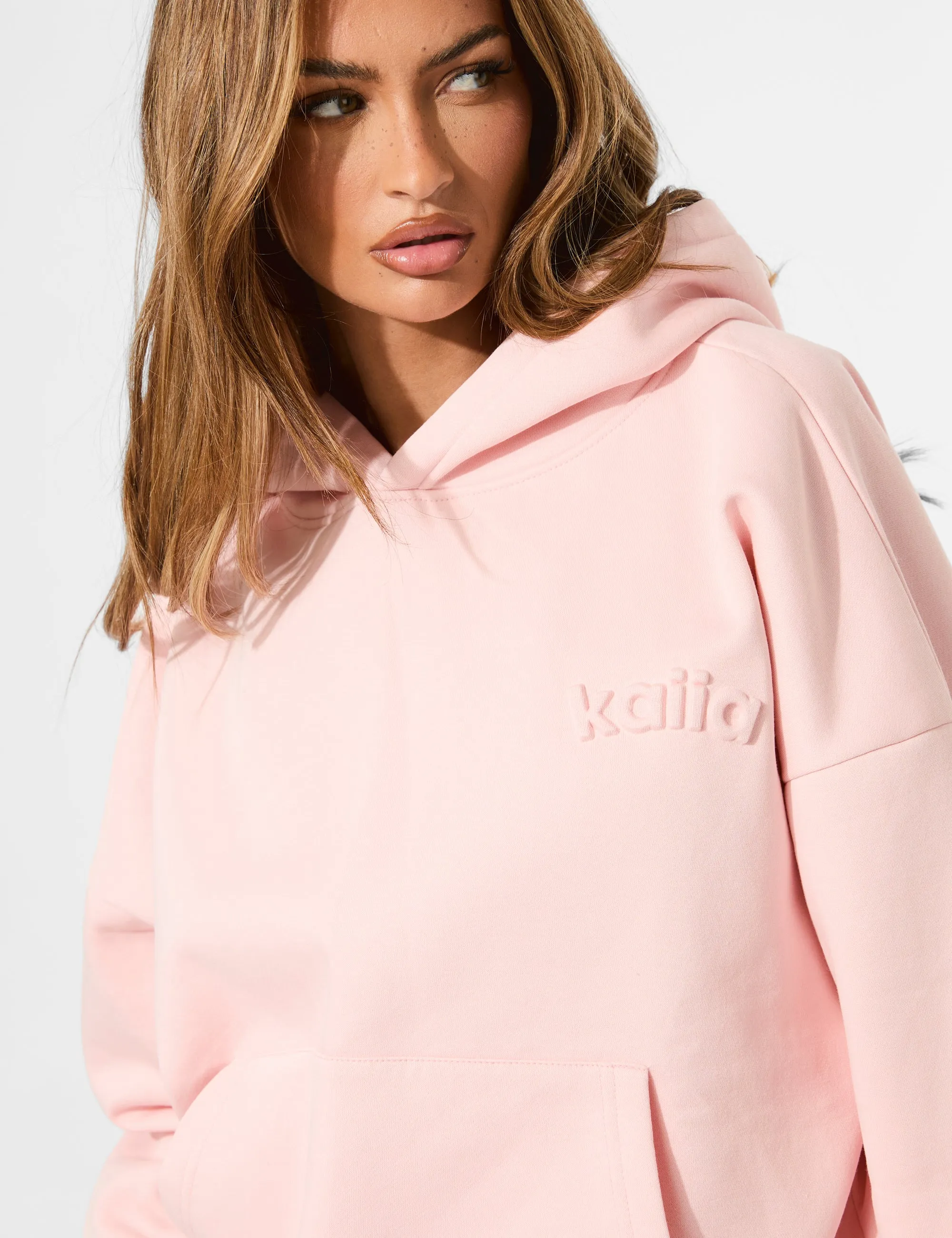 Kaiia Embossed Logo Oversized Hoodie Sugar Pink sold by Public Desire product image thumbnail 5