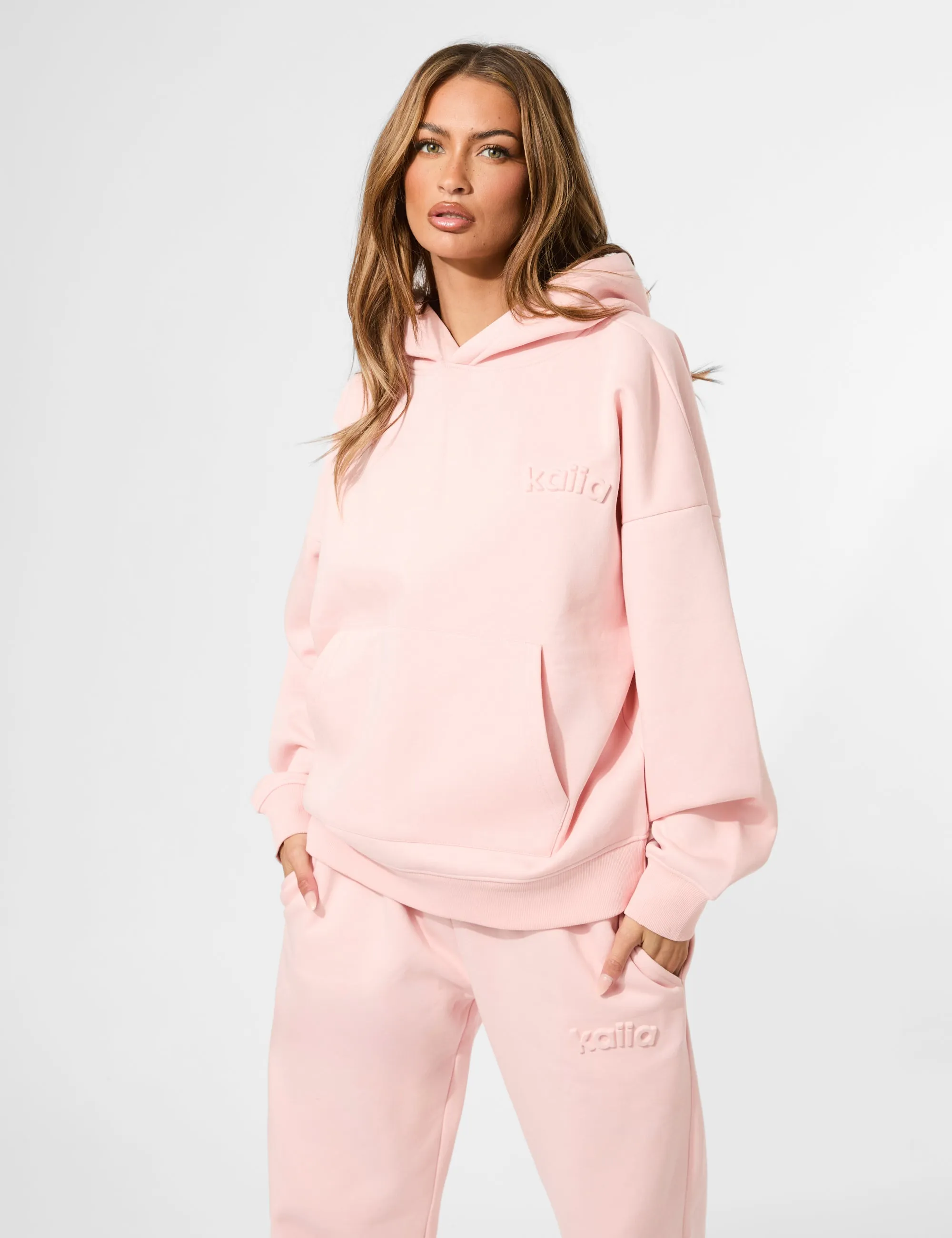 Kaiia Embossed Logo Oversized Hoodie Sugar Pink sold by Public Desire product image thumbnail 3