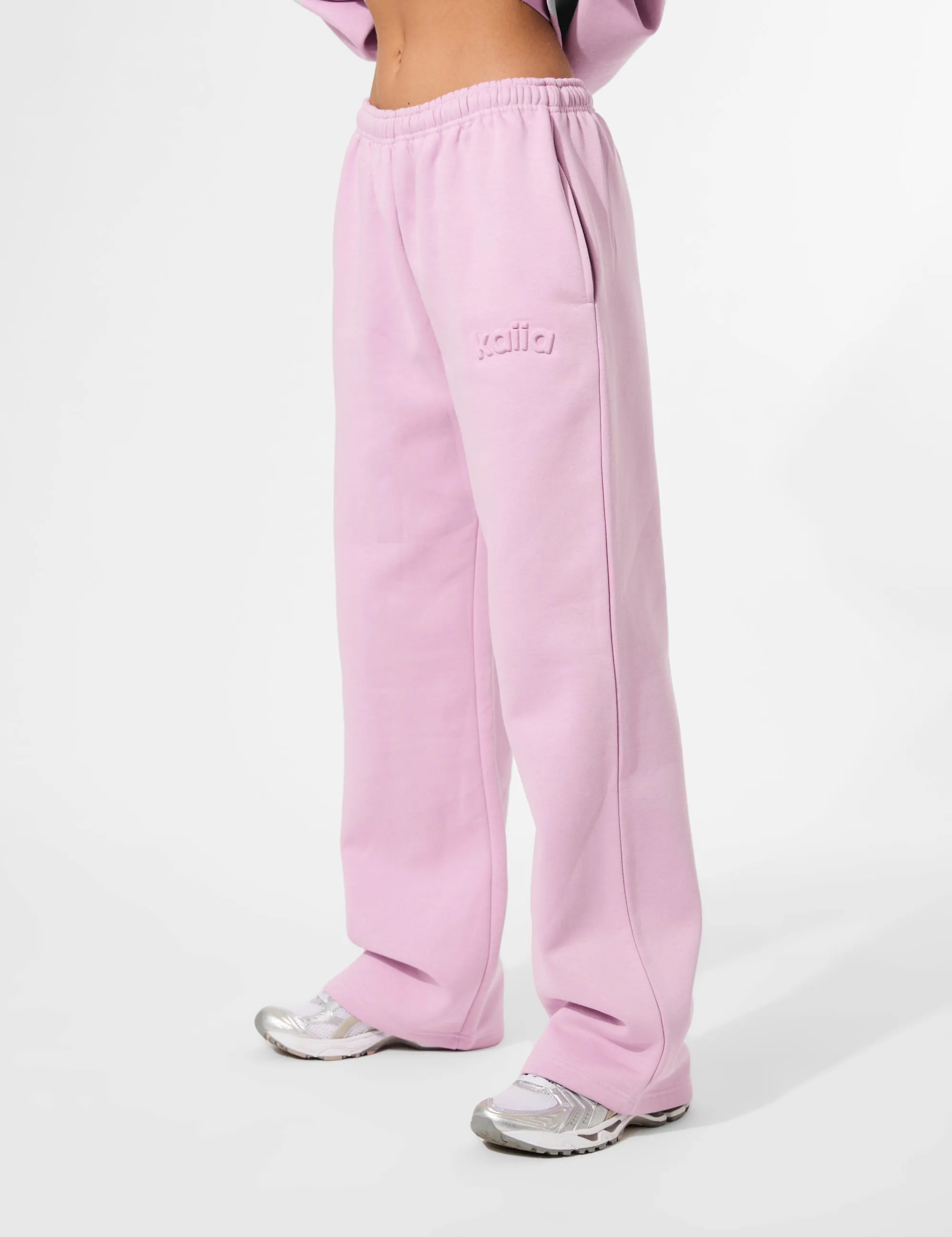 Kaiia Embossed Logo Wide Leg Joggers Parma Violet sold by Public Desire product image thumbnail 3
