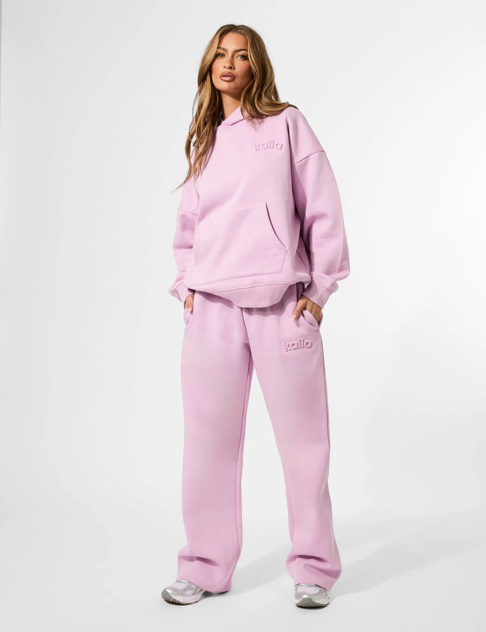 Kaiia Embossed Logo Wide Leg Joggers Parma Violet sold by Public Desire product image thumbnail 4