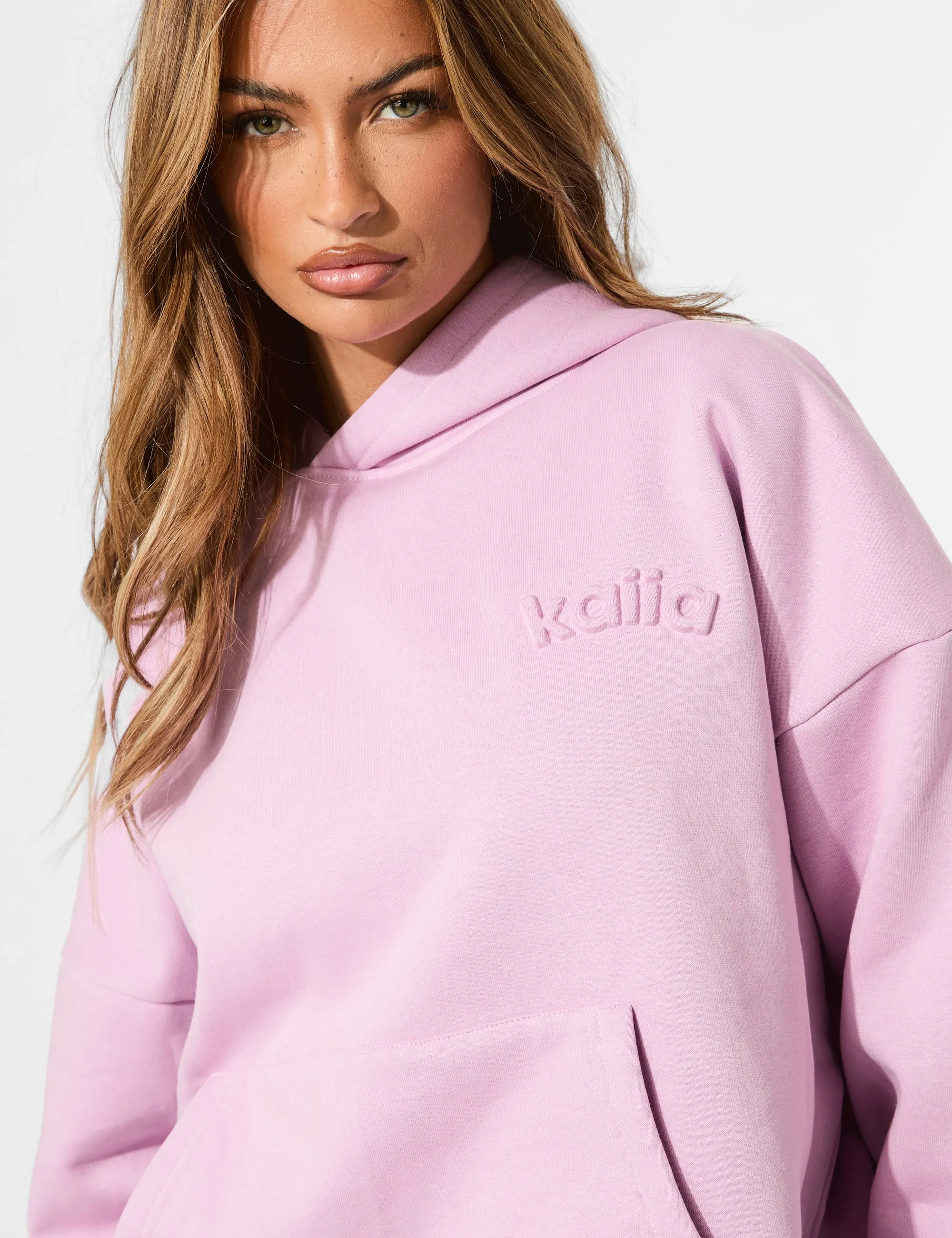 Kaiia Embossed Logo Oversized Hoodie Parma Violet sold by Public Desire product image thumbnail 4