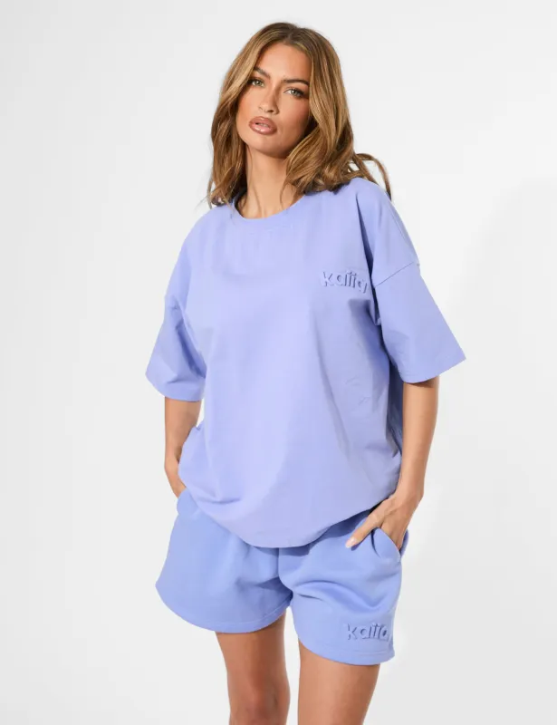 Kaiia Embossed Logo Oversized Tee Cornflower Blue sold by Public Desire