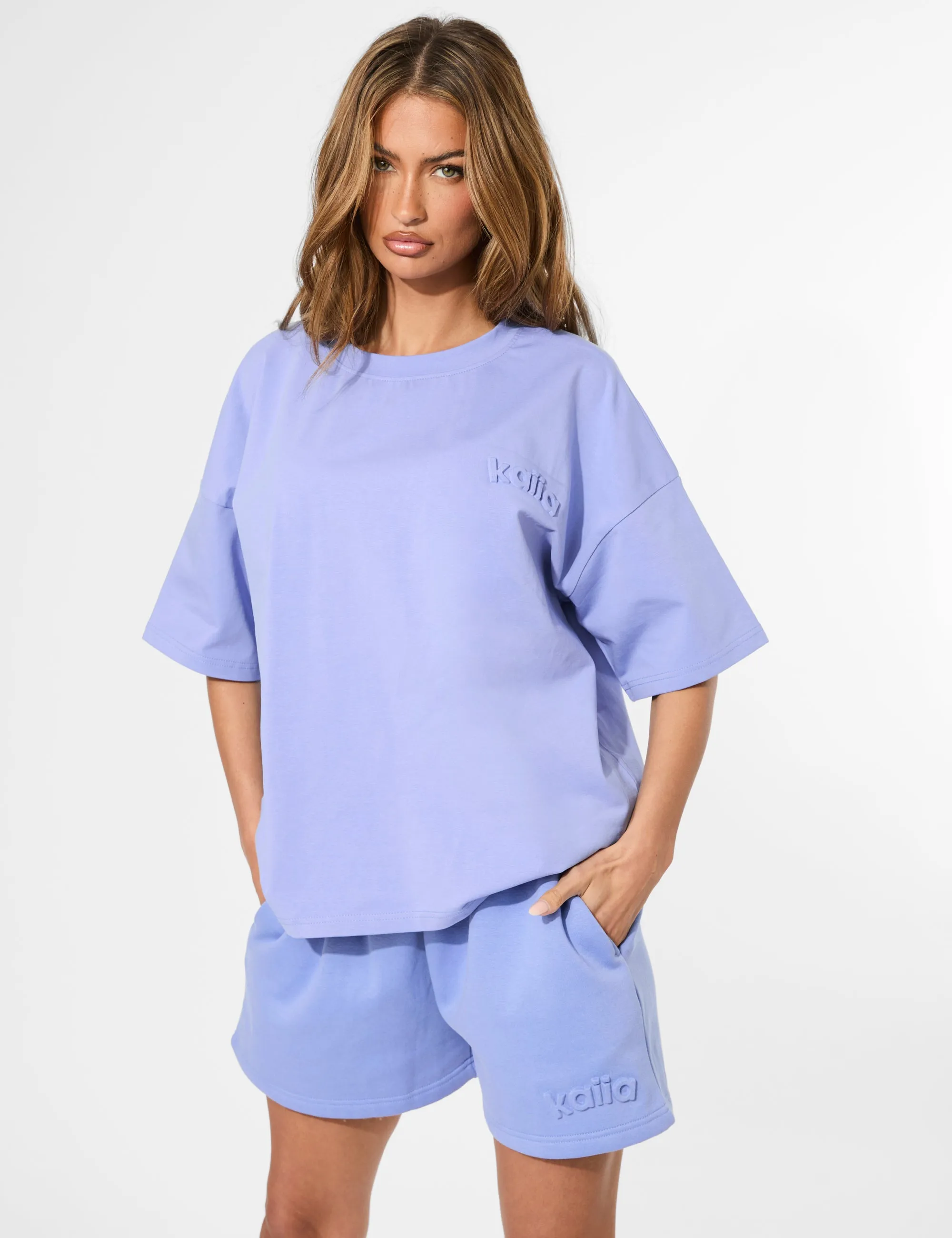 Kaiia Embossed Logo Sweat Shorts Cornflower Blue sold by Public Desire product image thumbnail 3