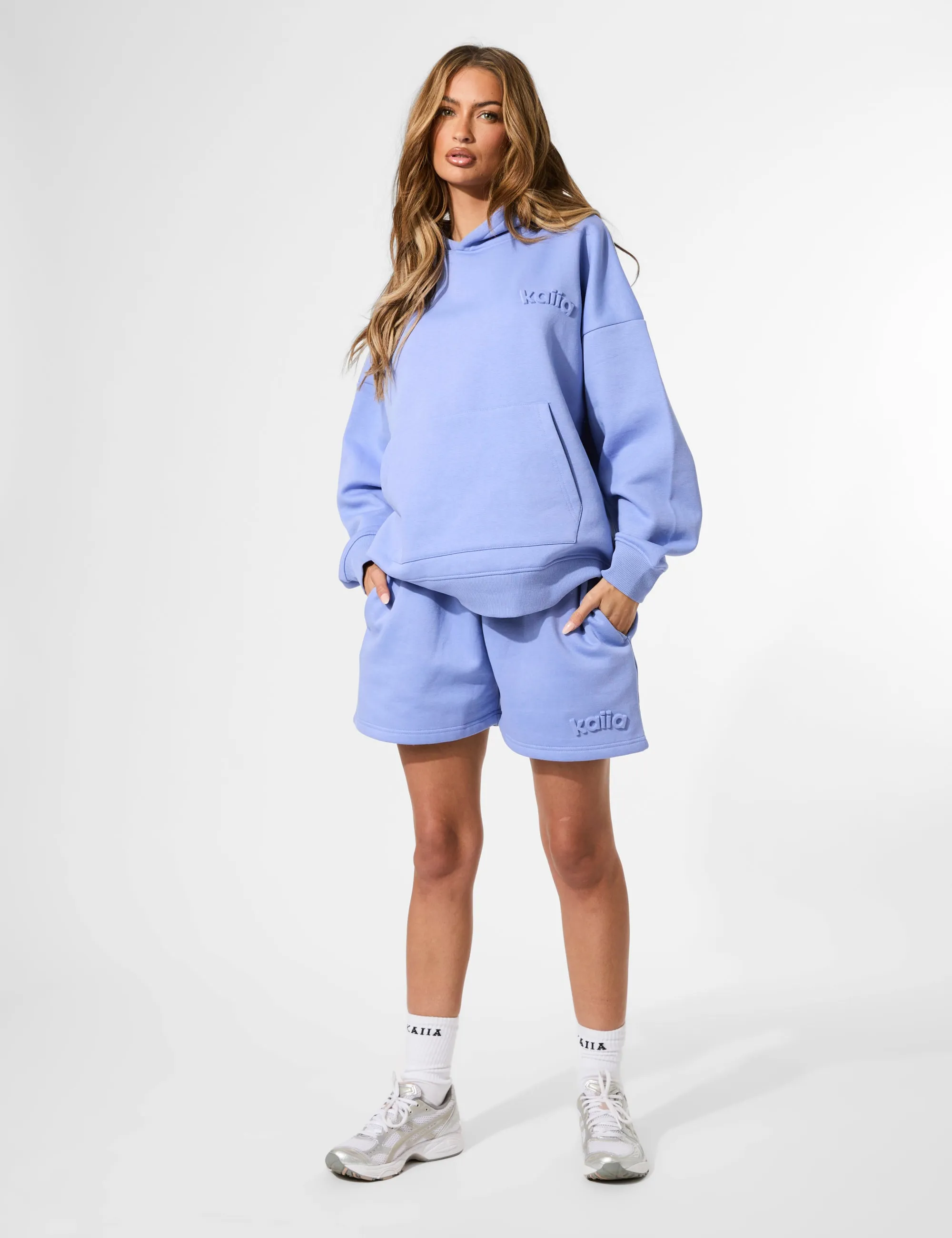 Kaiia Embossed Logo Oversized Hoodie Cornflower Blue sold by Public Desire product image thumbnail 4