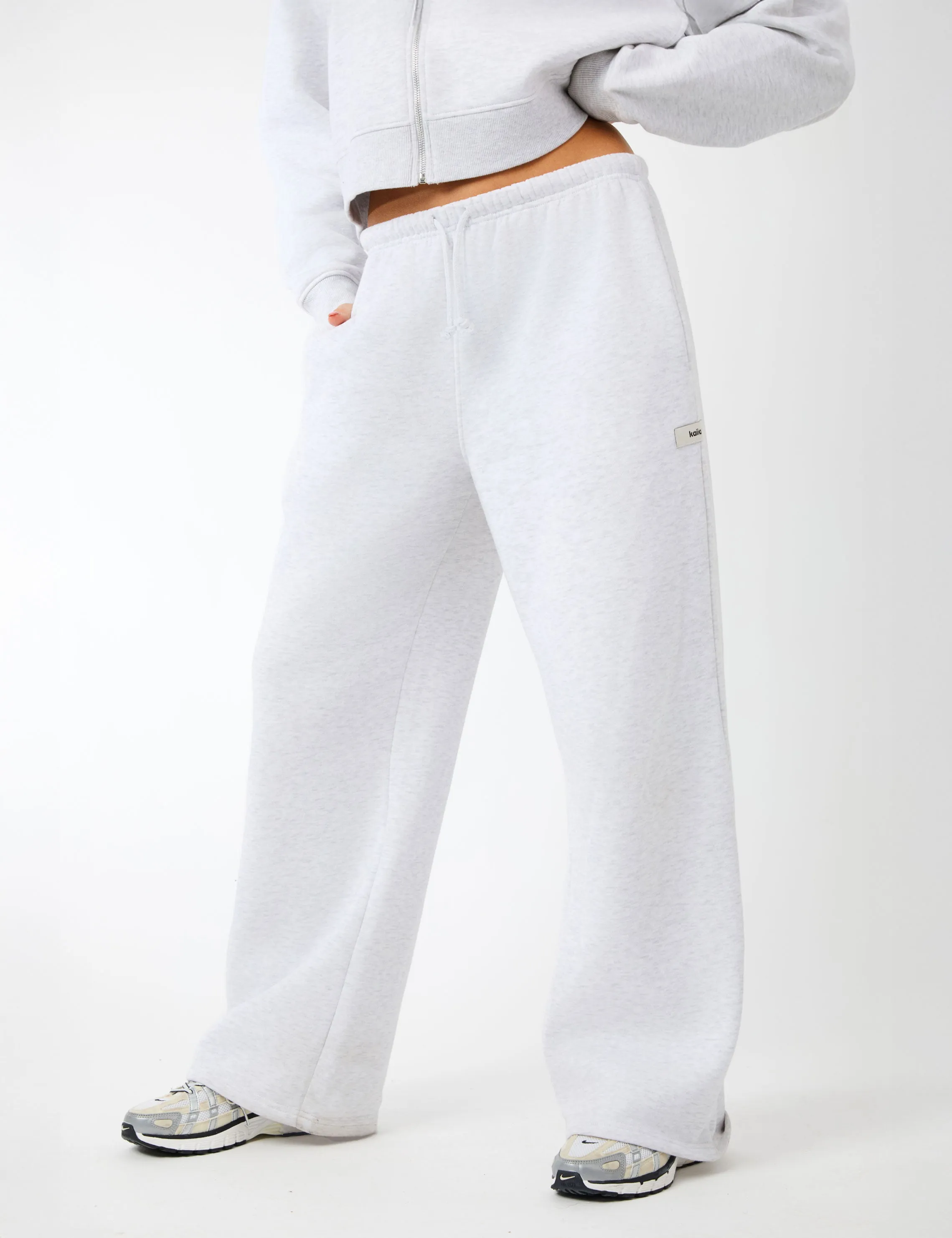 Kaiia Label Logo Wide Leg Joggers Light Grey Marl sold by Public Desire product image thumbnail 3